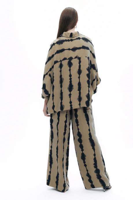Nocturune Nocturune Kadın Rahat Kesim Dökümlü Desenli Düğme Kapamalı Oversize Çok Renkli Gömlek N25YN25183-VARYANT