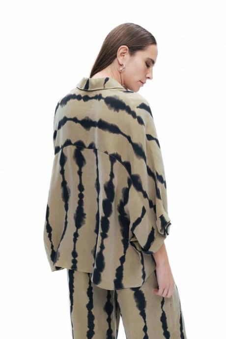 Nocturune Nocturune Kadın Rahat Kesim Dökümlü Desenli Düğme Kapamalı Oversize Çok Renkli Gömlek N25YN25183-VARYANT