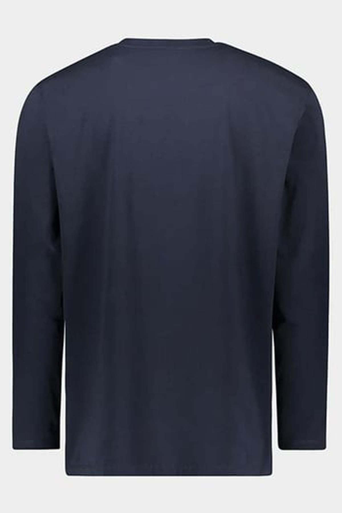 Paul Shark Paul Shark Erkek %100 Pamuklu Basic Uzun Kollu Sıfır Yaka Marka Logolu Lacivert1 T-Shirt 11311630-130