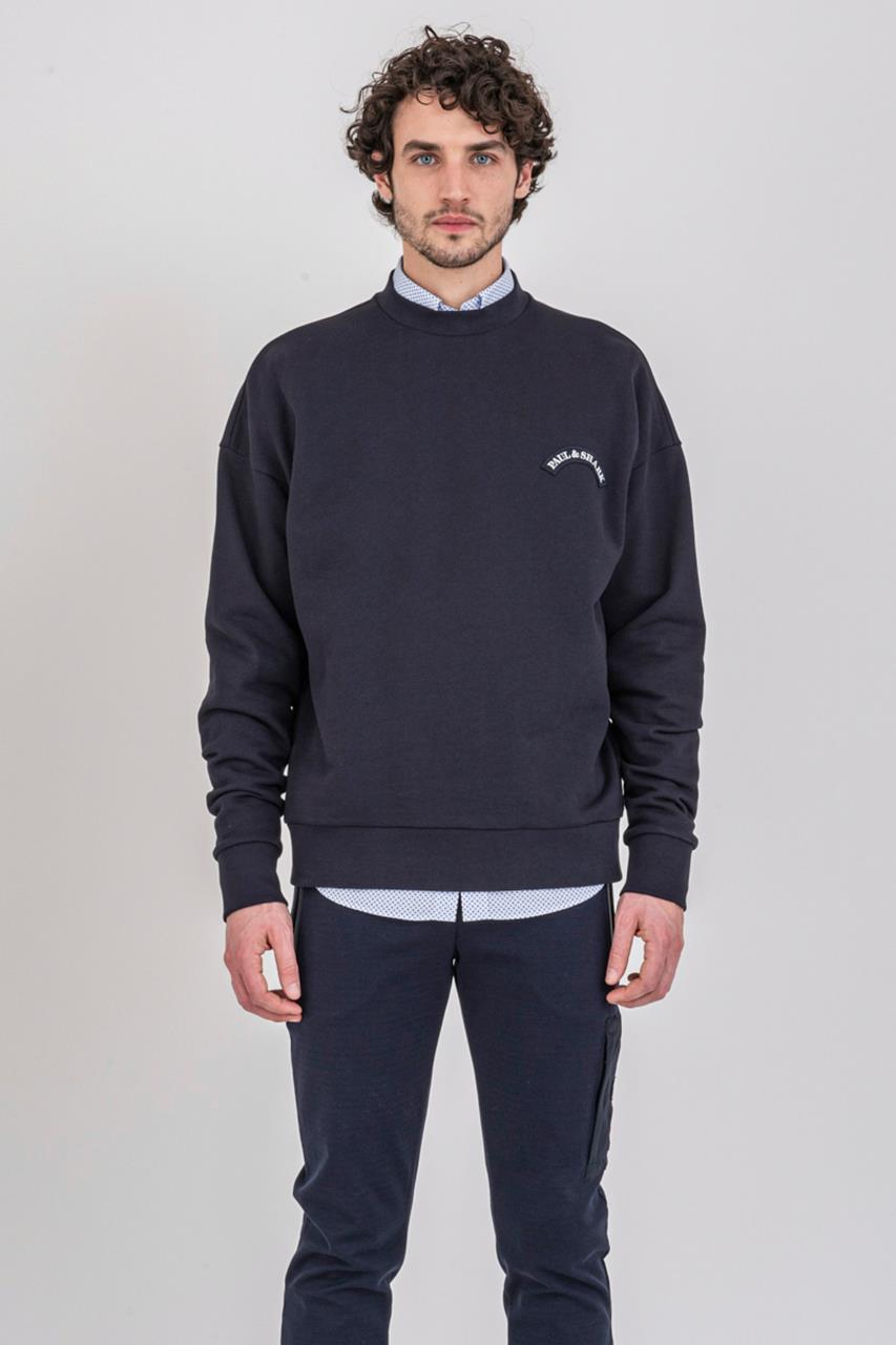 Paul Shark Paul Shark Erkek %100 Pamuklu Basic Uzun Kollu Sıfır Yaka Marka Logolu Lacivert Sweatshirt 22411771-013