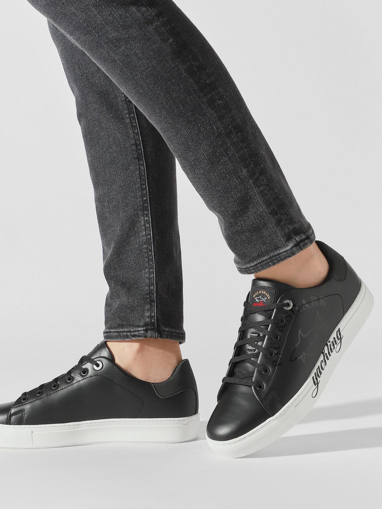 Paul Shark Paul Shark Erkek Bağcıklı Marka Logolu Spor Stil Siyah Sneaker 22418004-111