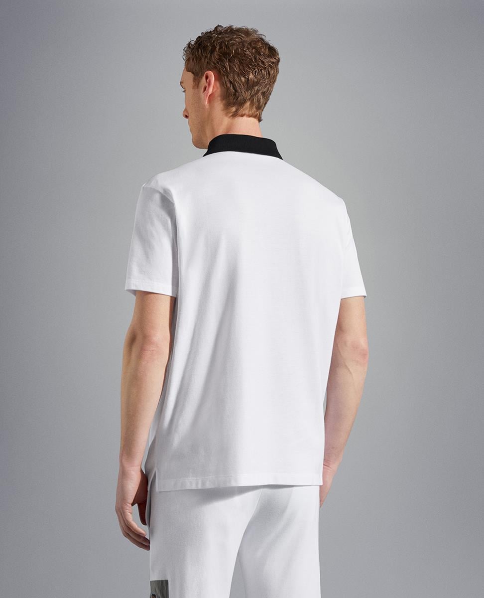 Paul Shark Paul Shark Erkek Basic Kısa Kollu Logo Nakışlı Beyaz Polo Yaka T-Shirt 23411313-010