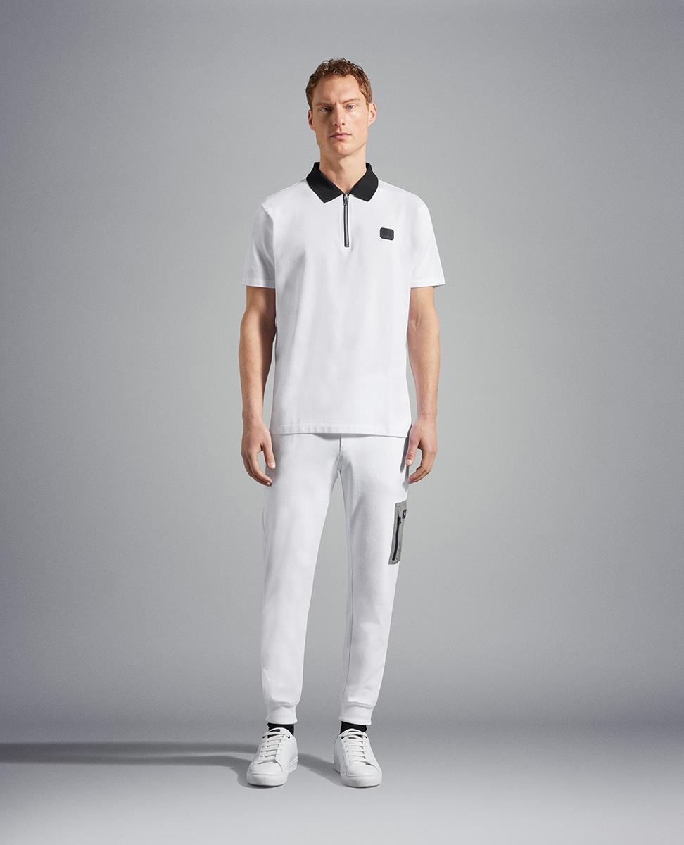 Paul Shark Paul Shark Erkek Basic Kısa Kollu Logo Nakışlı Beyaz Polo Yaka T-Shirt 23411313-010