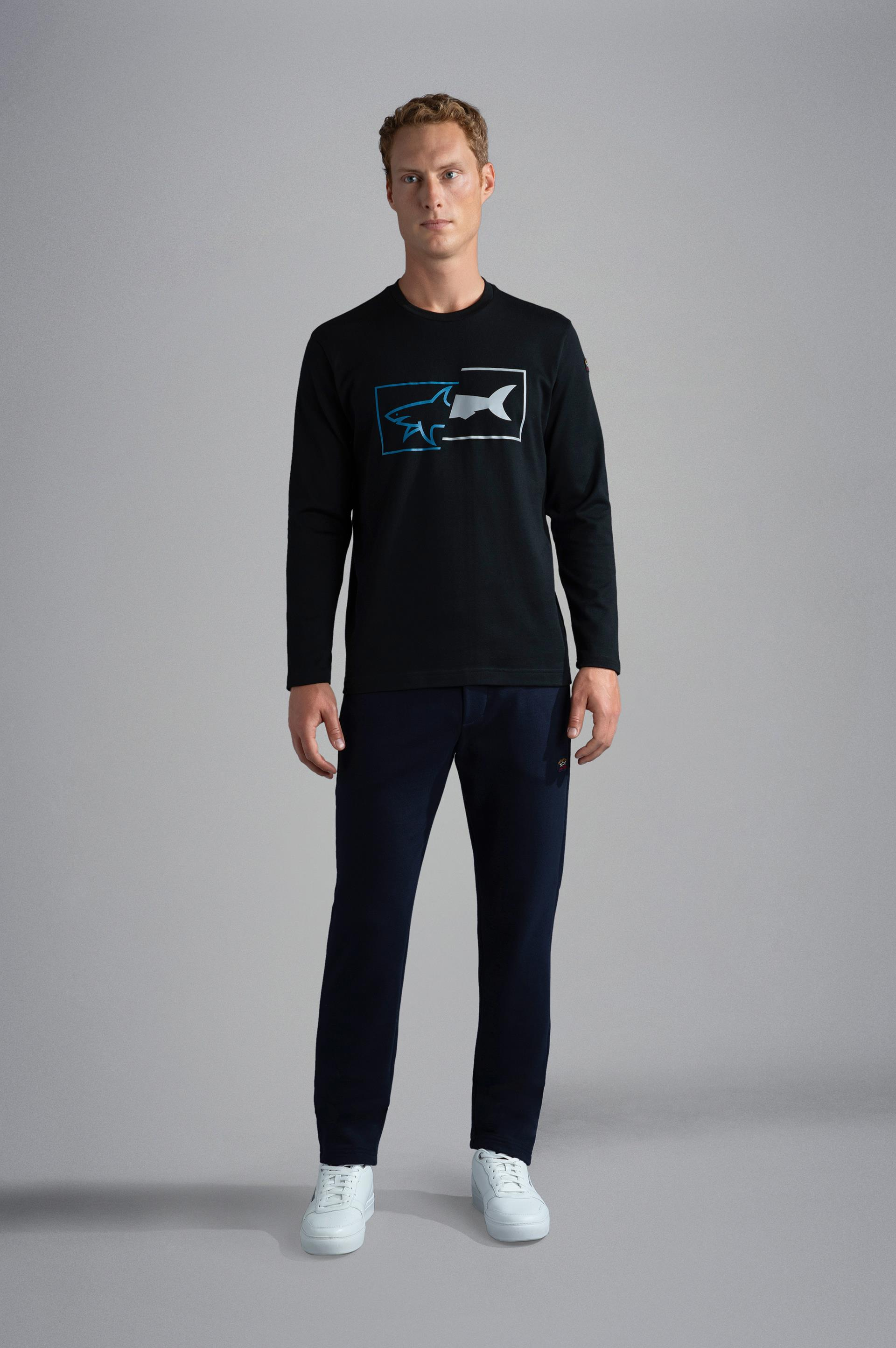 Paul Shark Paul Shark Erkek Baskılı Organik Pamuklu Siyah T-Shirt 12311649-011