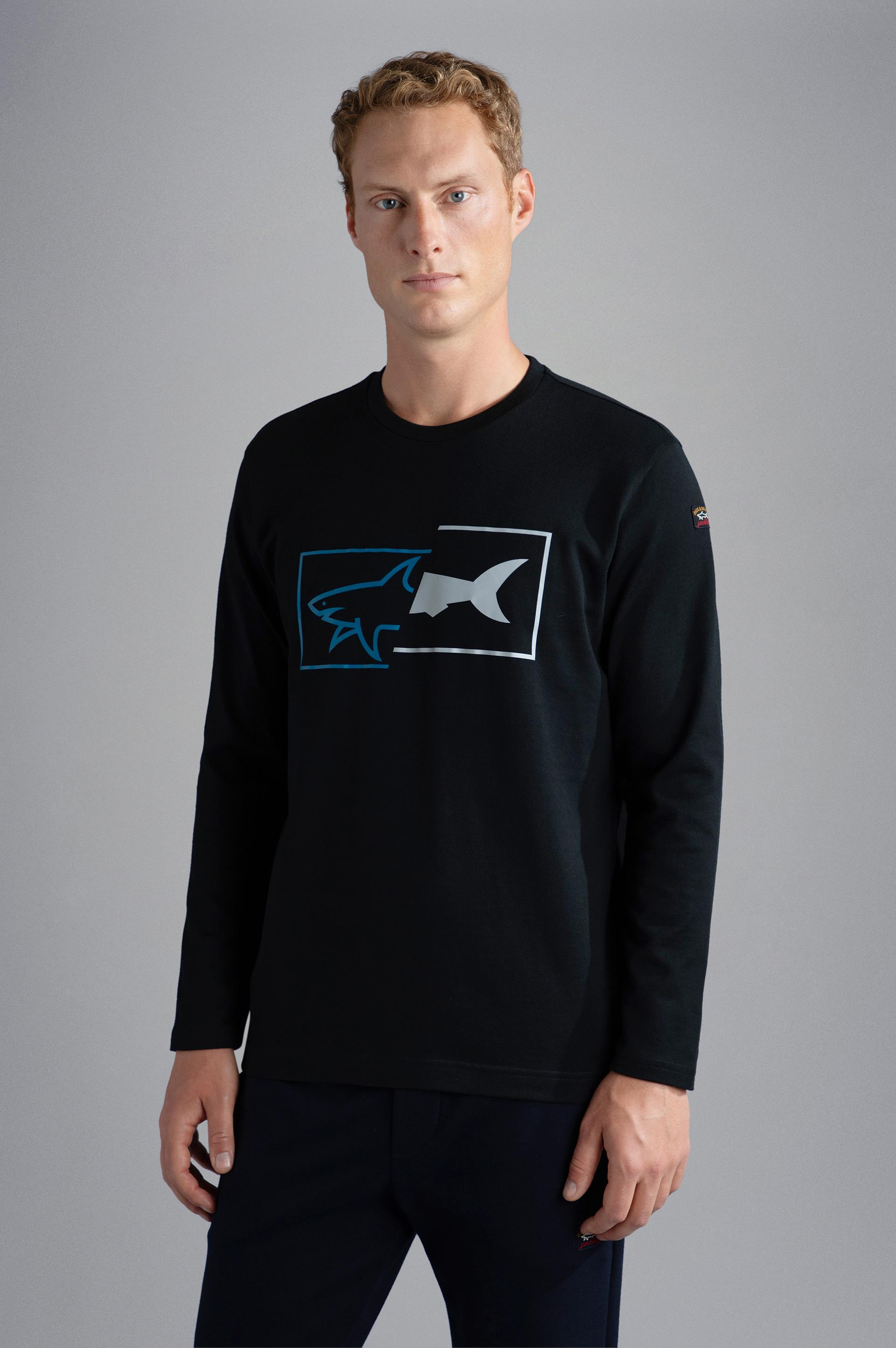 Paul Shark Paul Shark Erkek Baskılı Organik Pamuklu Siyah T-Shirt 12311649-011