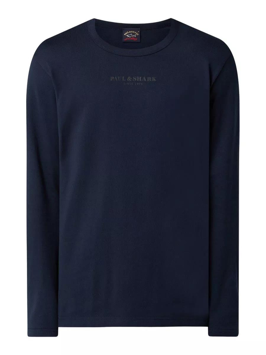 Paul Shark Paul Shark Erkek Baskılı Regular Fit Pamuklu Mavi Kazak 11311636-013