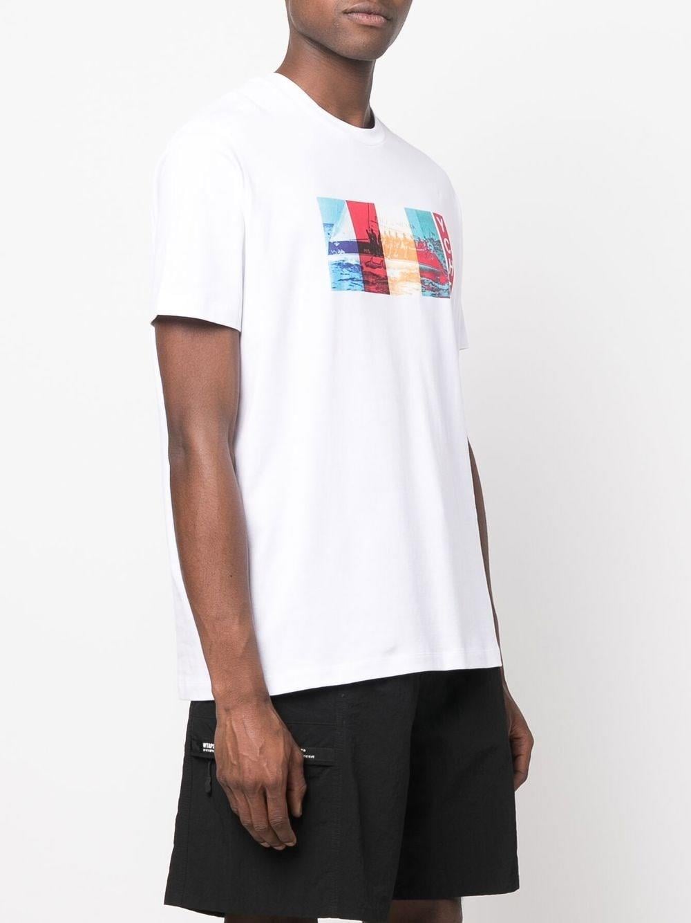 Paul Shark Paul Shark Erkek Baskılı Regular Fit Pamuklu Beyaz T-Shirt 22411026-010
