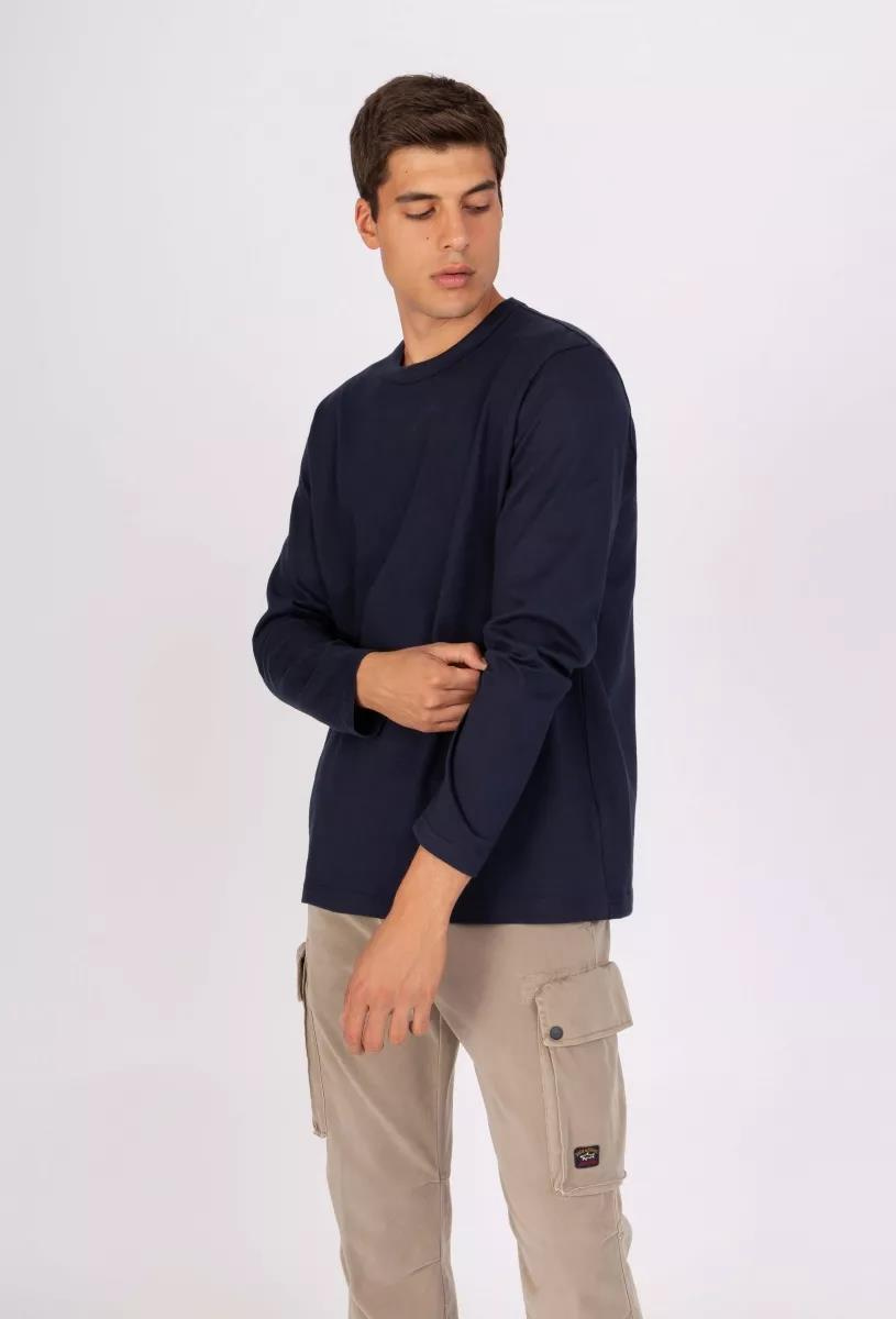 Paul Shark Paul Shark Erkek Baskılı Regular Fit Pamuklu Mavi Kazak 11311636-013
