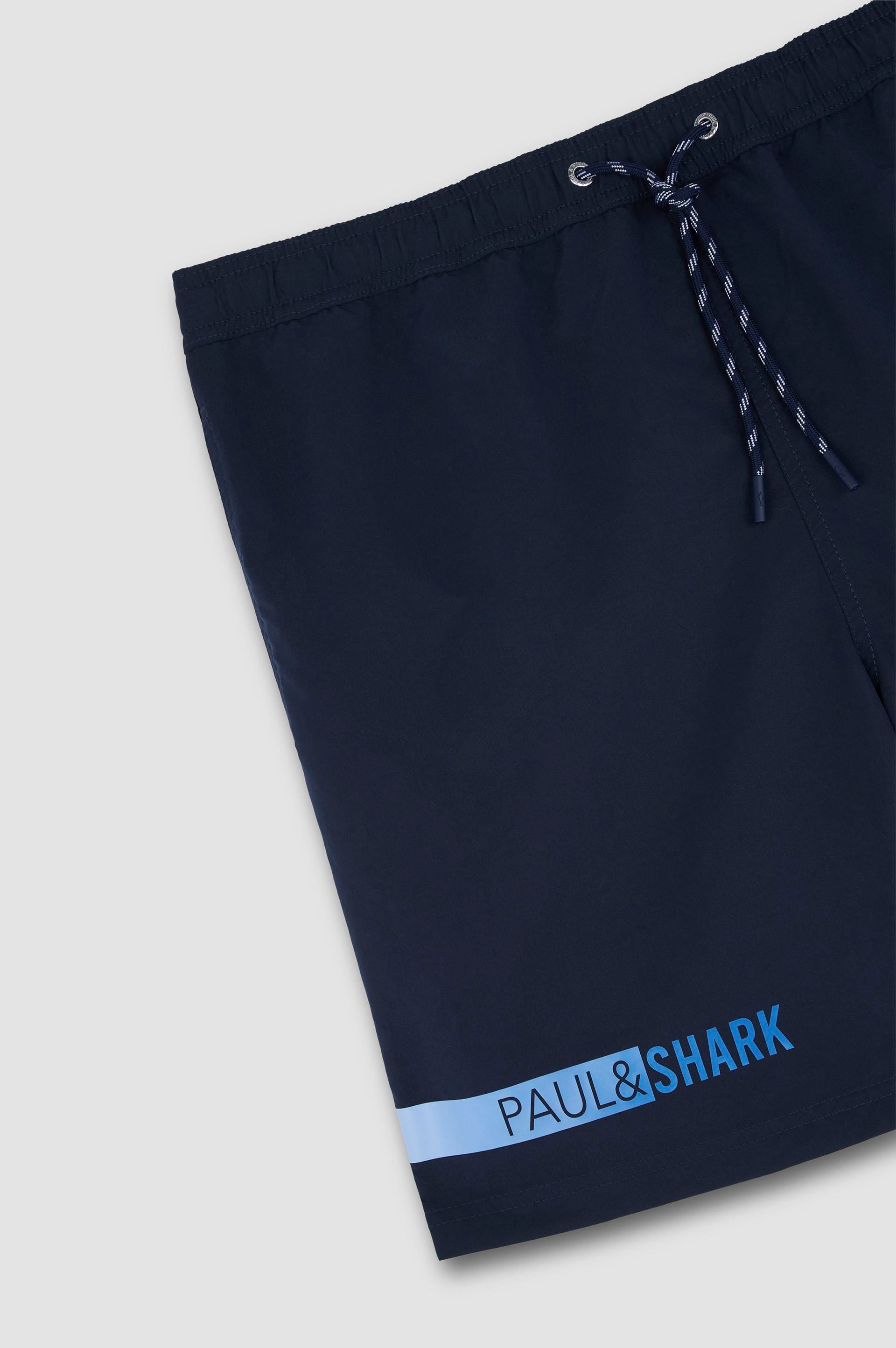 Paul Shark Paul Shark Erkek Beli İp Bağlamalı Logo Baskılı kısa Lacivert Deniz Şortu 25415004-013