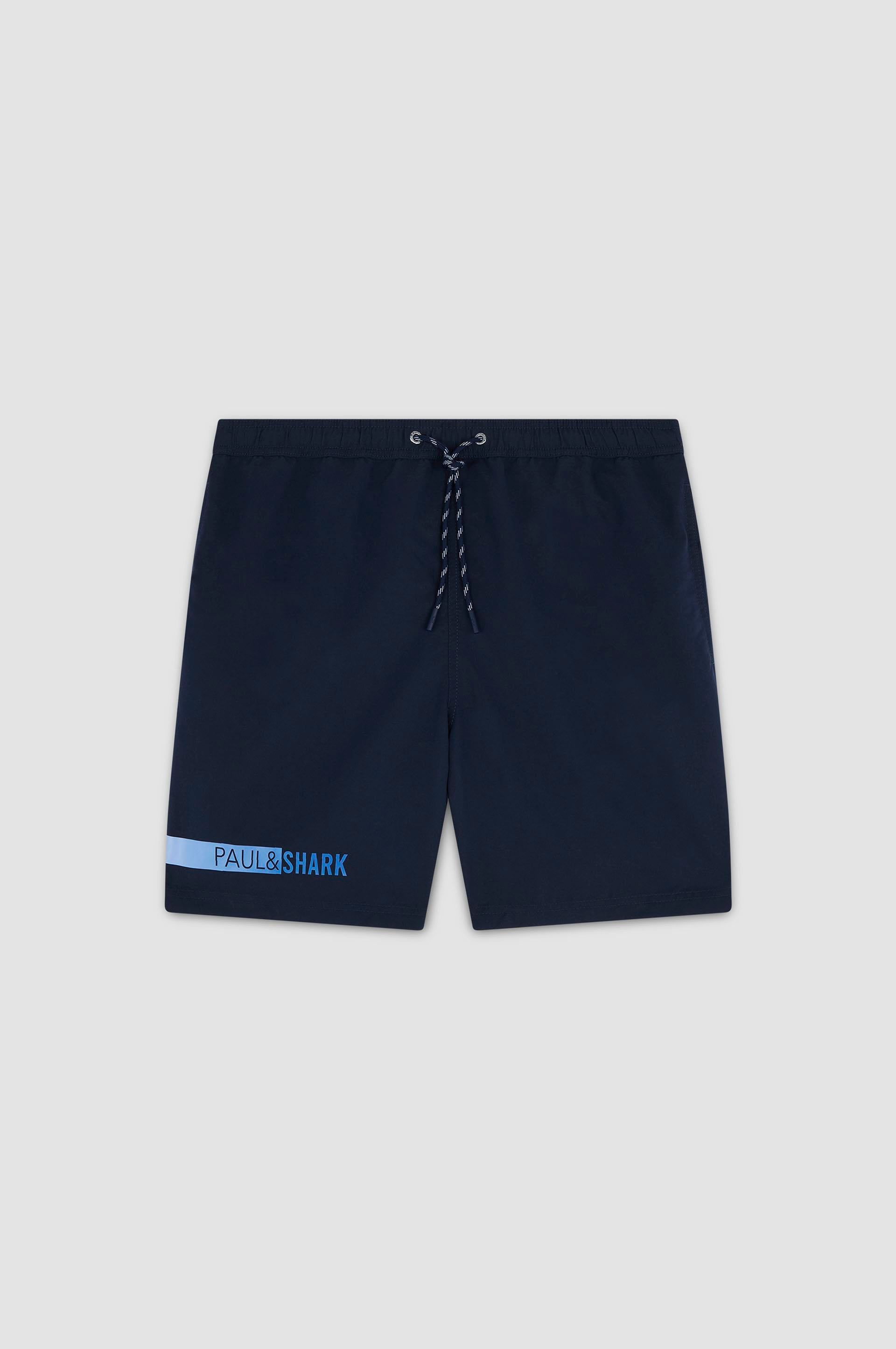 Paul Shark Paul Shark Erkek Beli İp Bağlamalı Logo Baskılı kısa Lacivert Deniz Şortu 25415004-013