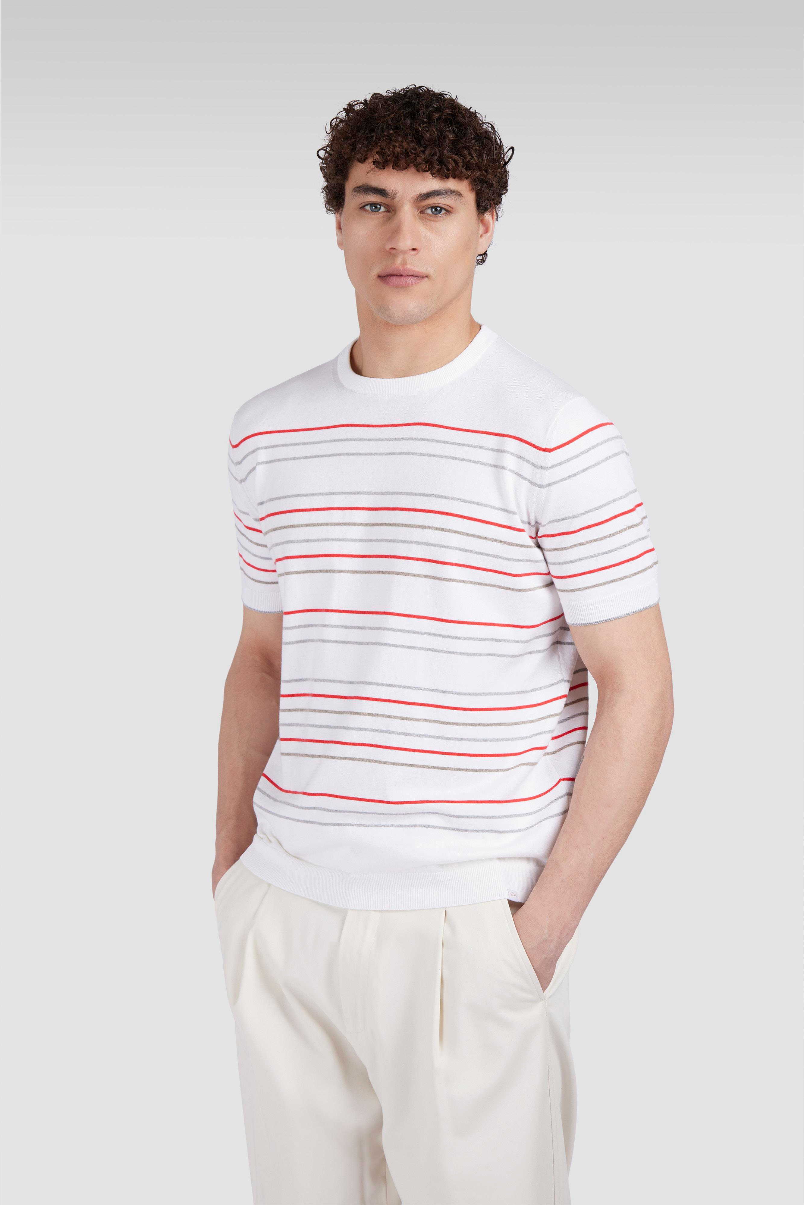 Paul Shark Paul Shark Erkek Bisiklet Yaka Kısa Kol Renkli Çizgi Desen Çok Renkli T-Shirt 25411532-162
