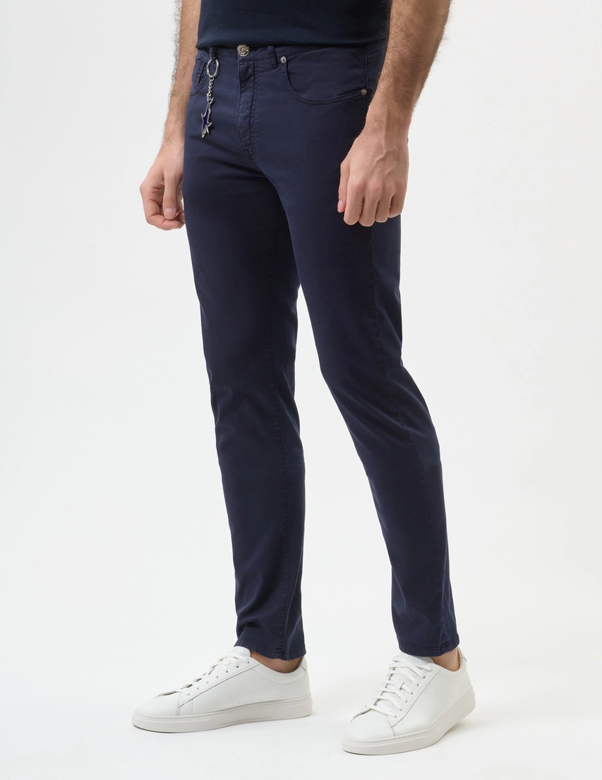 Paul Shark Paul Shark Erkek Dar Kesim Pamuklu Denim Lacivert Pantolon 99314017-013