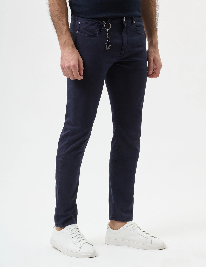 Paul Shark Paul Shark Erkek Dar Kesim Pamuklu Denim Lacivert Pantolon 99314017-013