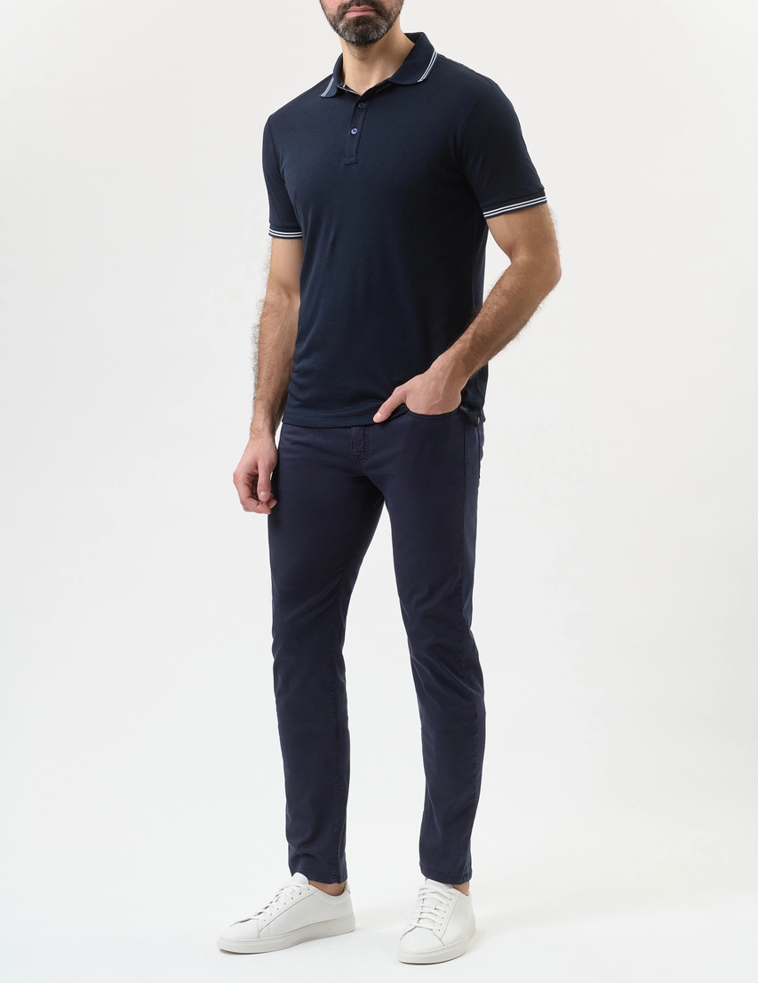 Paul Shark Paul Shark Erkek Dar Kesim Pamuklu Denim Lacivert Pantolon 99314017-013