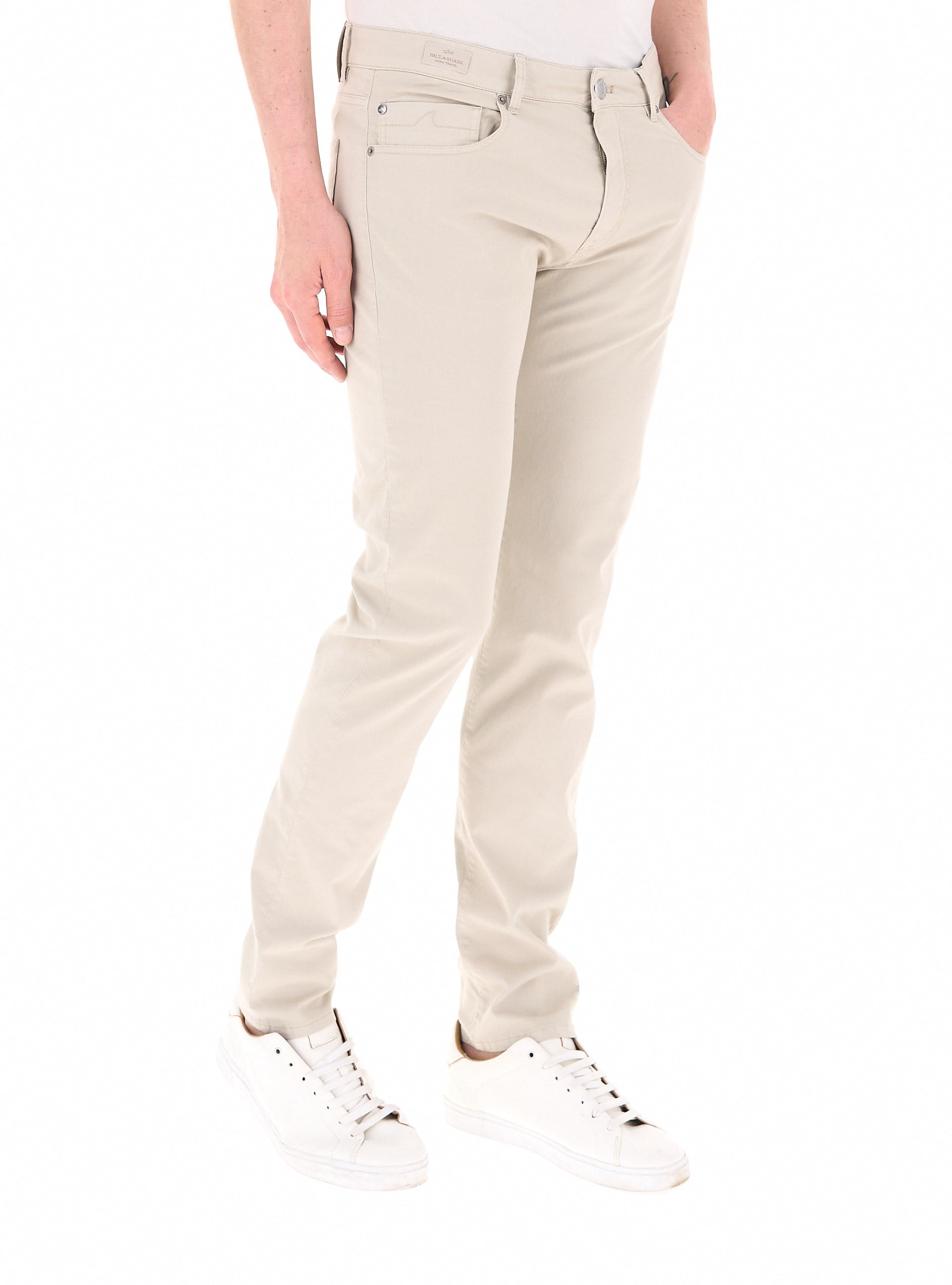 Paul Shark Paul Shark Erkek Dar Kesim Pamuklu Denim Bej Pantolon 99314017-029