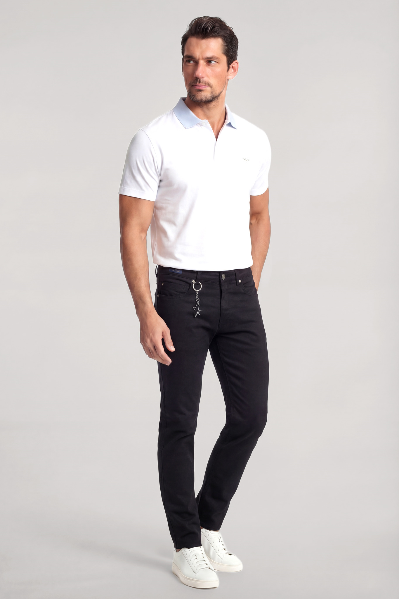 Paul Shark Paul Shark Erkek Dar Kesim Pamuklu Denim Siyah Pantolon 99314017-011