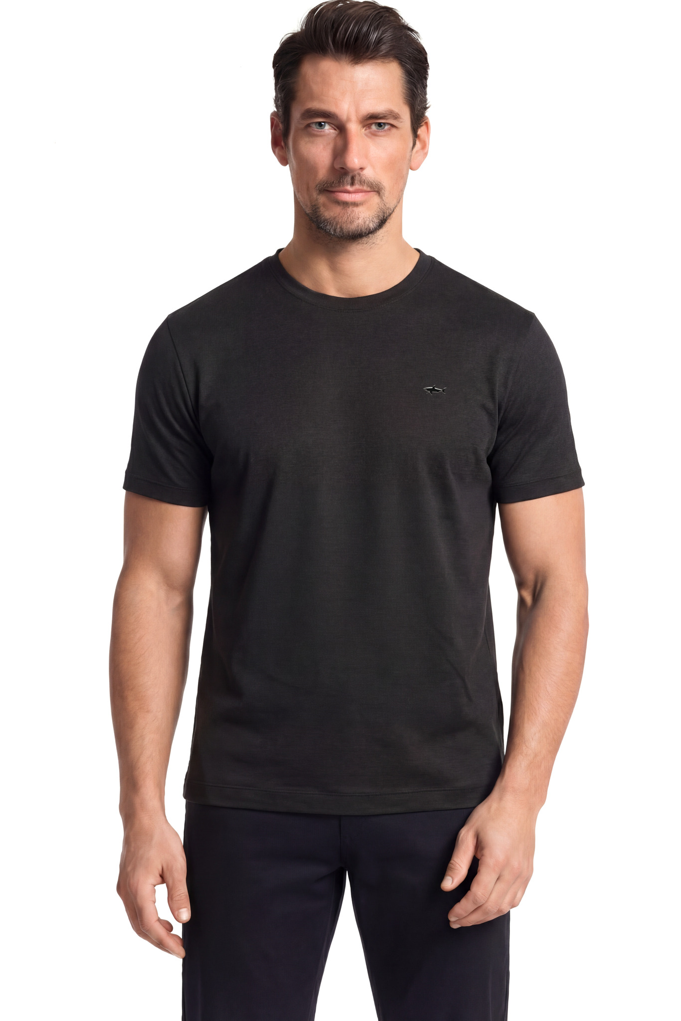 Paul Shark Paul Shark Erkek Dokuma Kumaş Düz Bisiklet Yaka Siyah T-Shirt 25411026SM-011