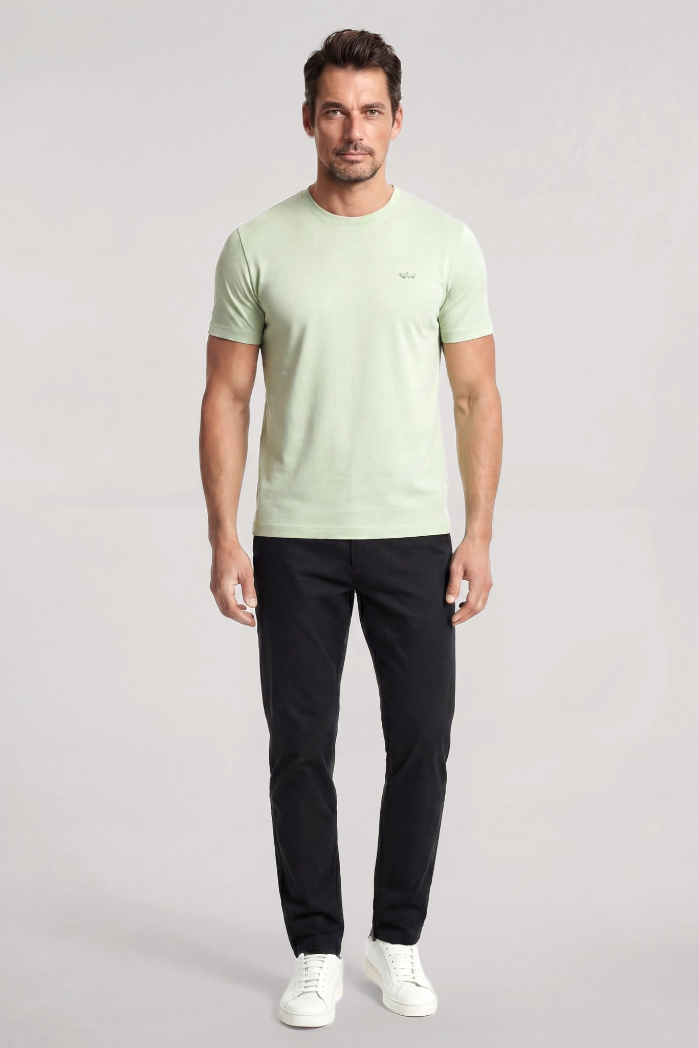 Paul Shark Paul Shark Erkek Dokuma Kumaş Düz Bisiklet Yaka Yeşil T-Shirt 25411026SM-574