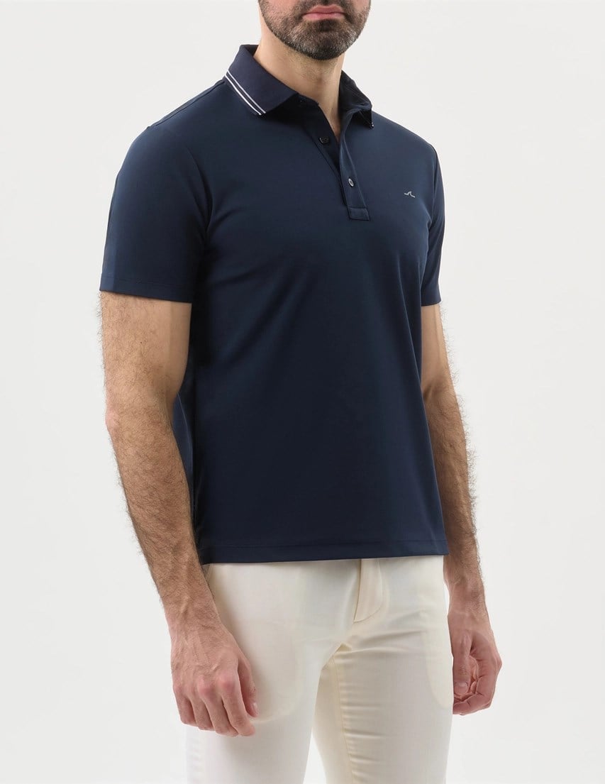 Paul Shark Paul Shark Erkek Düğme Kapama Kısa Kol %100 Pamuk Mavi Polo Yaka T-Shirt 26411220A-013
