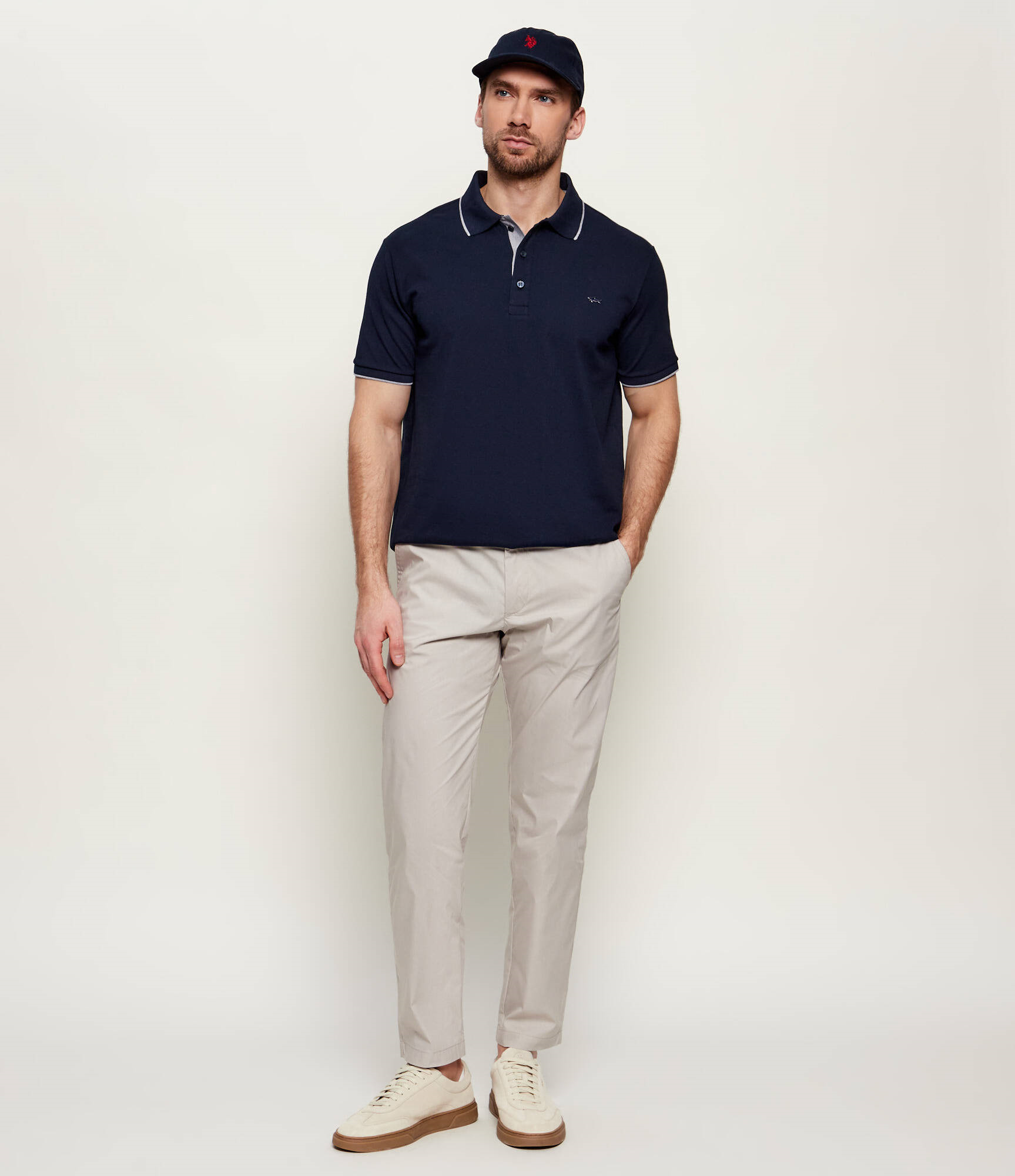 Paul Shark Paul Shark Erkek Düğme Kapama Kısa Kol %100 Pamuk Mavi Polo Yaka T-Shirt 26411272-013