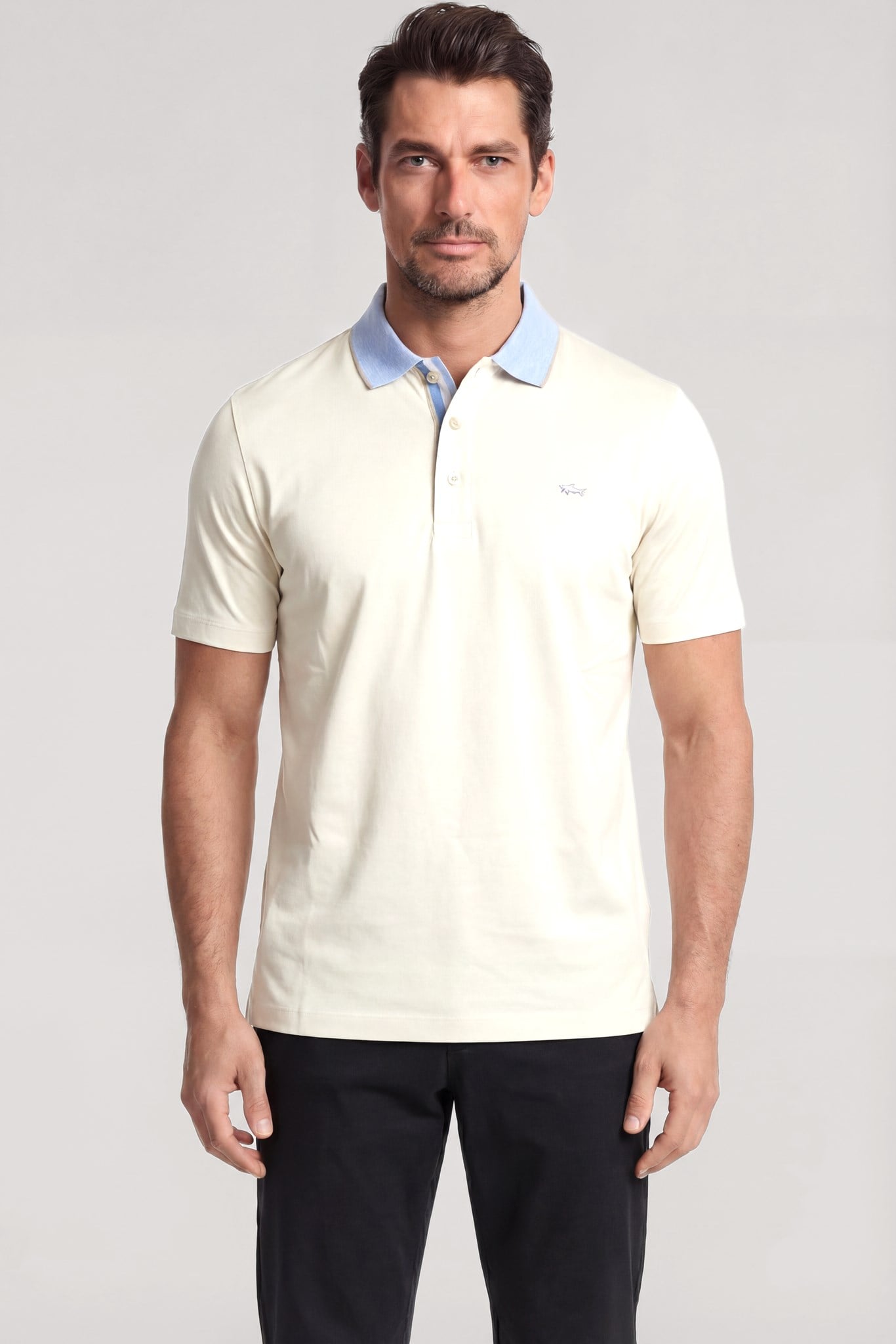 Paul Shark Paul Shark Erkek Düğme Kapama Kısa Kol %100 Pamuk Beyaz Polo Yaka T-Shirt 26411214SM-108