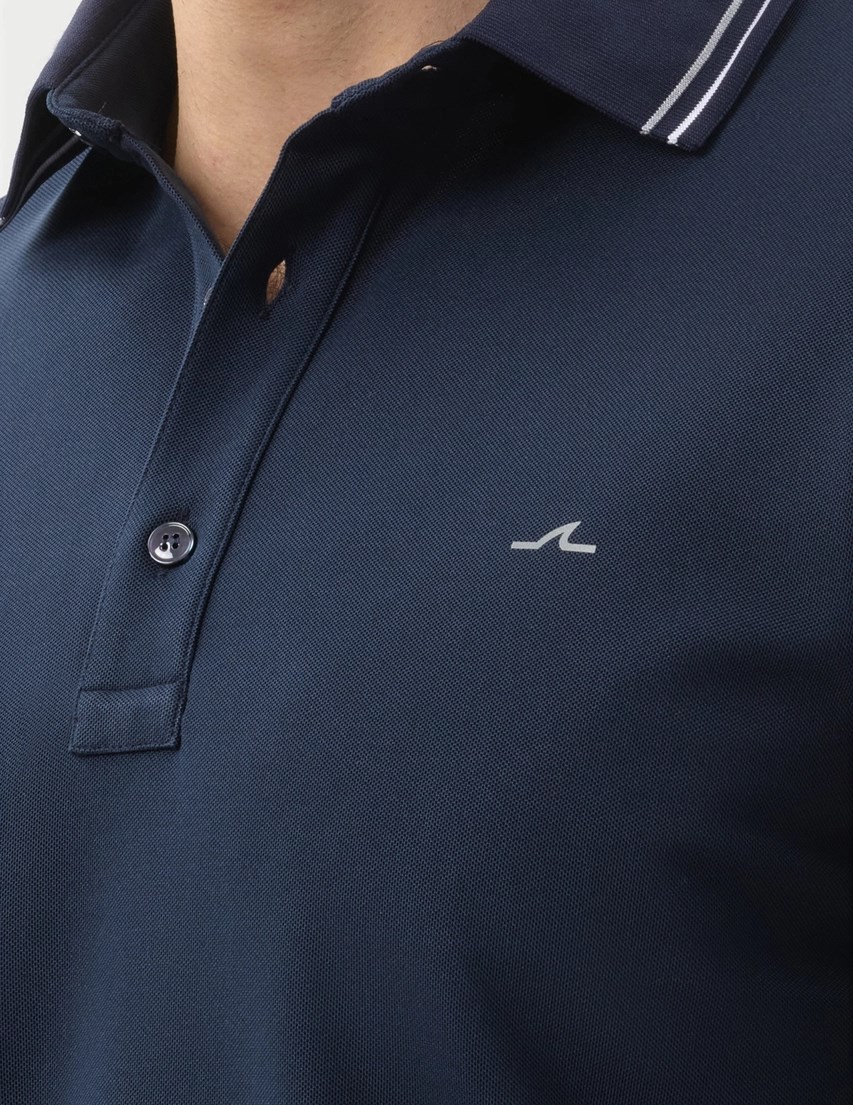 Paul Shark Paul Shark Erkek Düğme Kapama Kısa Kol %100 Pamuk Mavi Polo Yaka T-Shirt 26411220A-013