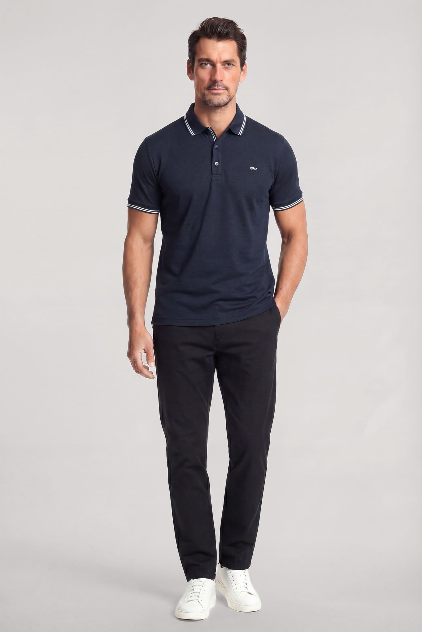 Paul Shark Paul Shark Erkek Düğme Kapama Kısa Kol %100 Pamuk Mavi Polo Yaka T-Shirt 26411256SM-013