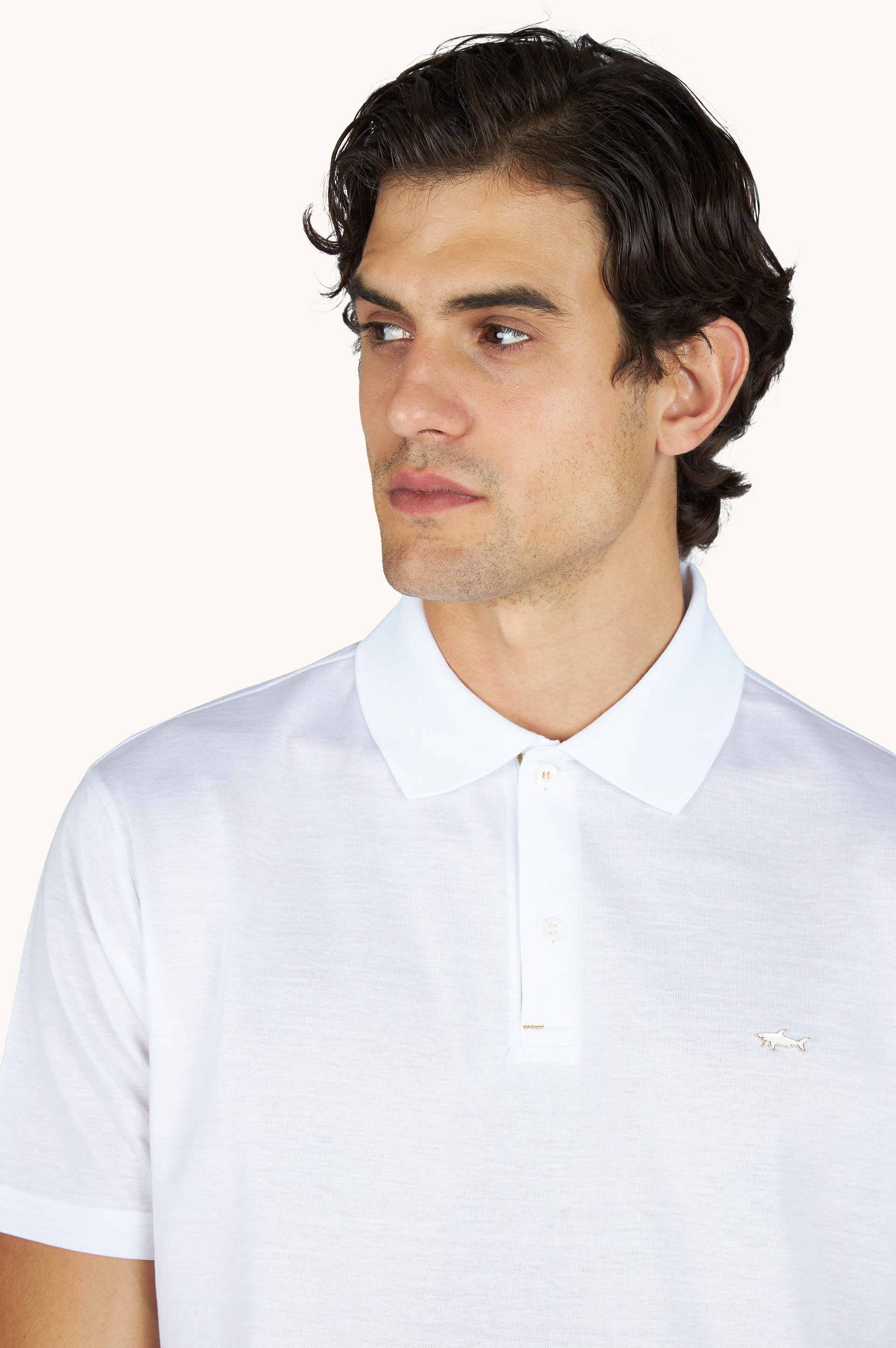 Paul Shark Paul Shark Erkek Düğme Kapama Kısa Kol %100 Pamuk Beyaz-Altın Polo Yaka T-Shirt 26411224-10E