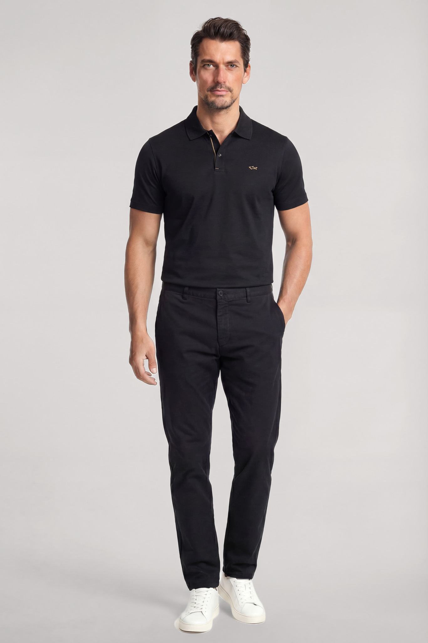 Paul Shark Paul Shark Erkek Düğme Kapama Kısa Kol %100 Pamuk Siyah-Altın Polo Yaka T-Shirt 26411224-11G