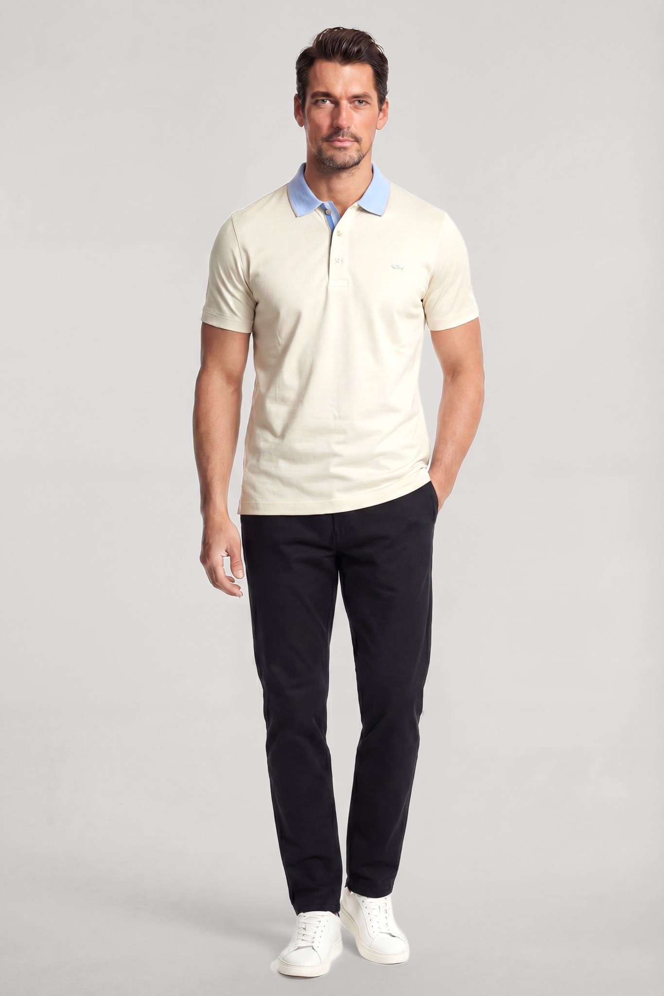 Paul Shark Paul Shark Erkek Düğme Kapama Kısa Kol %100 Pamuk Beyaz Polo Yaka T-Shirt 26411214SM-108