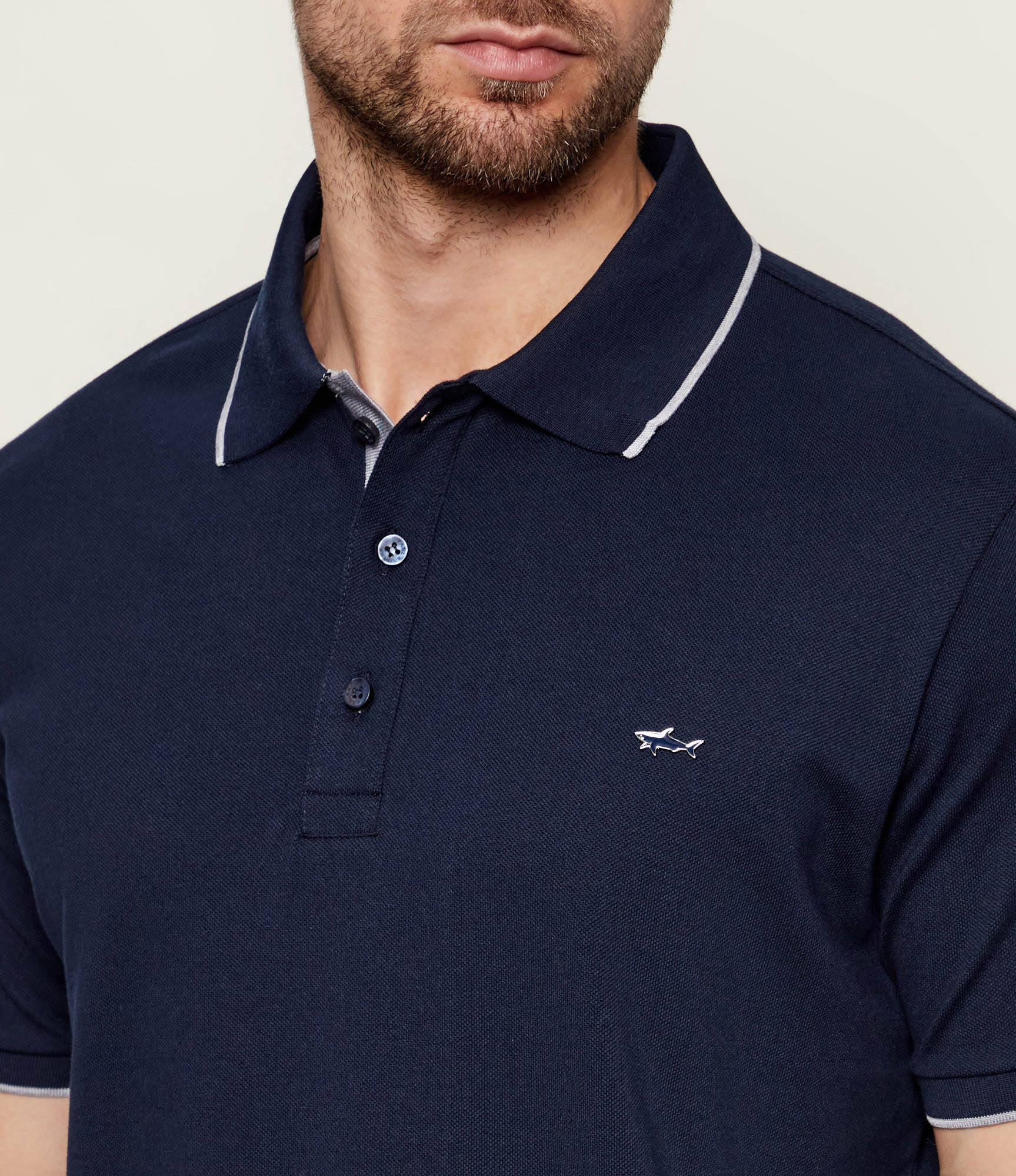 Paul Shark Paul Shark Erkek Düğme Kapama Kısa Kol %100 Pamuk Mavi Polo Yaka T-Shirt 26411272-013