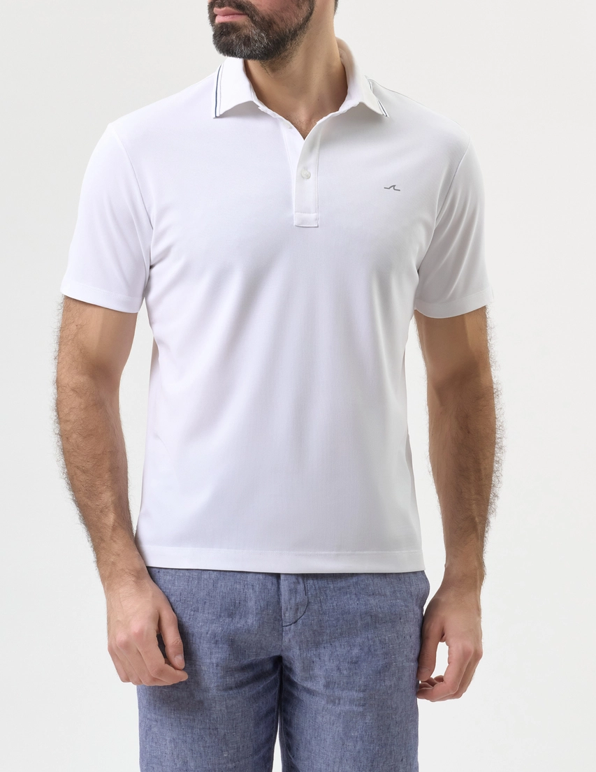 Paul Shark Paul Shark Erkek Düğme Kapama Kısa Kol %100 Pamuk Beyaz Polo Yaka T-Shirt 26411220A-010