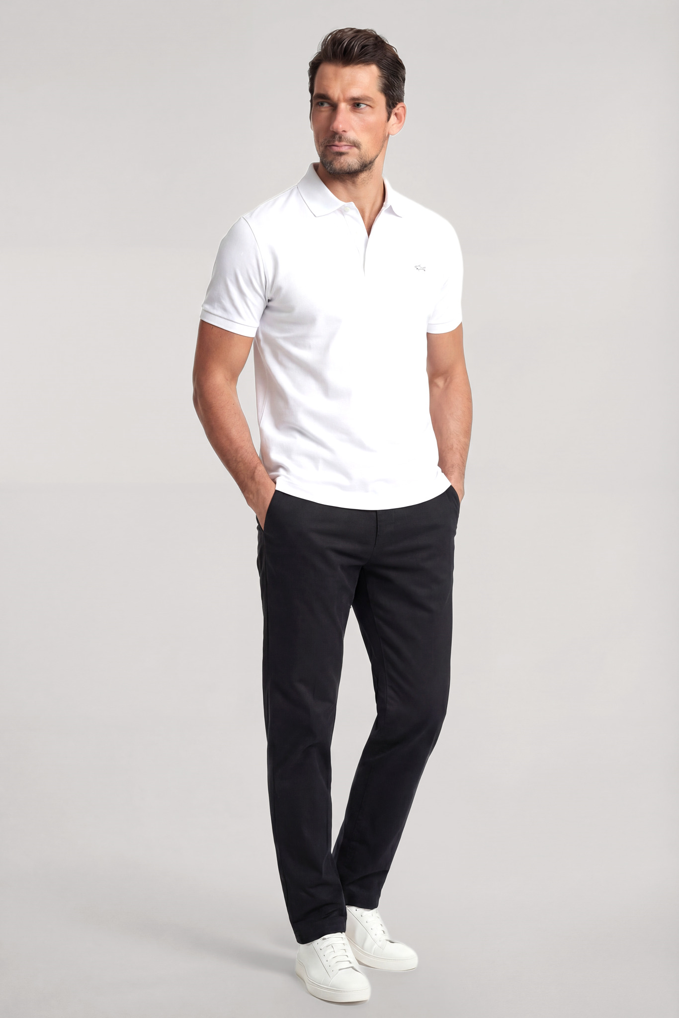 Paul Shark Paul Shark Erkek Düğme Kapama Kısa Kol %100 Pamuk Beyaz Polo Yaka T-Shirt 26411273-010