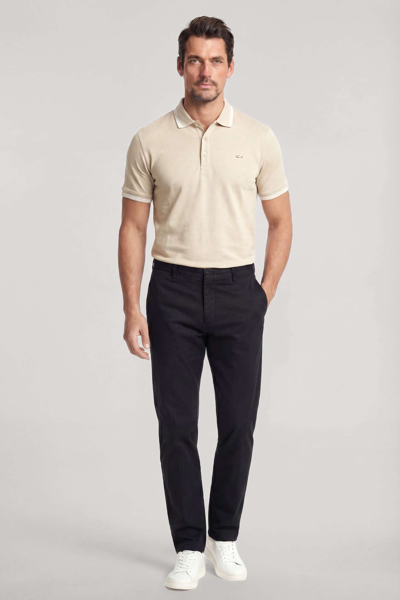 Paul Shark Paul Shark Erkek Düğme Kapama Kısa Kol %100 Pamuk Bej Polo Yaka T-Shirt 26411256SM-348