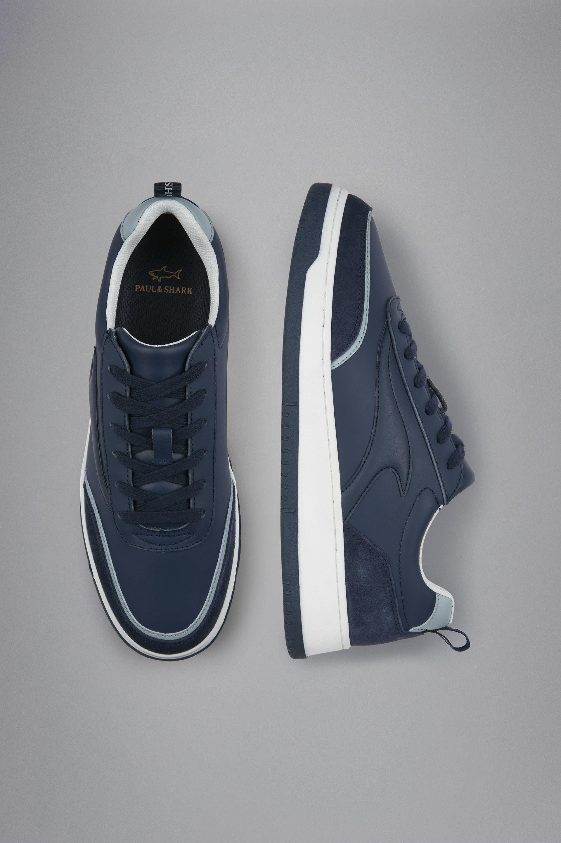 Paul Shark Paul Shark Erkek Hakiki Deri Rahat Taban Süet Detaylı Mavi Sneaker 14318003-050