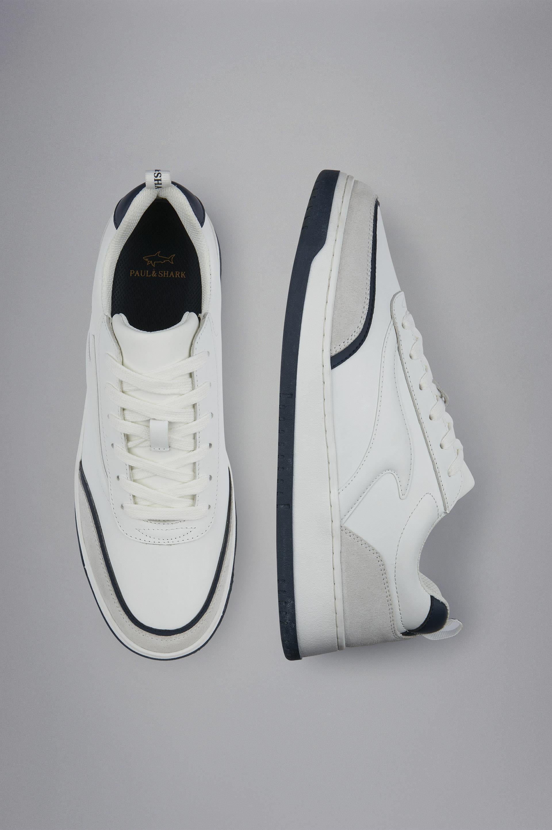 Paul Shark Paul Shark Erkek Hakiki Deri Rahat Taban Süet Detaylı Beyaz Sneaker 14318003-010