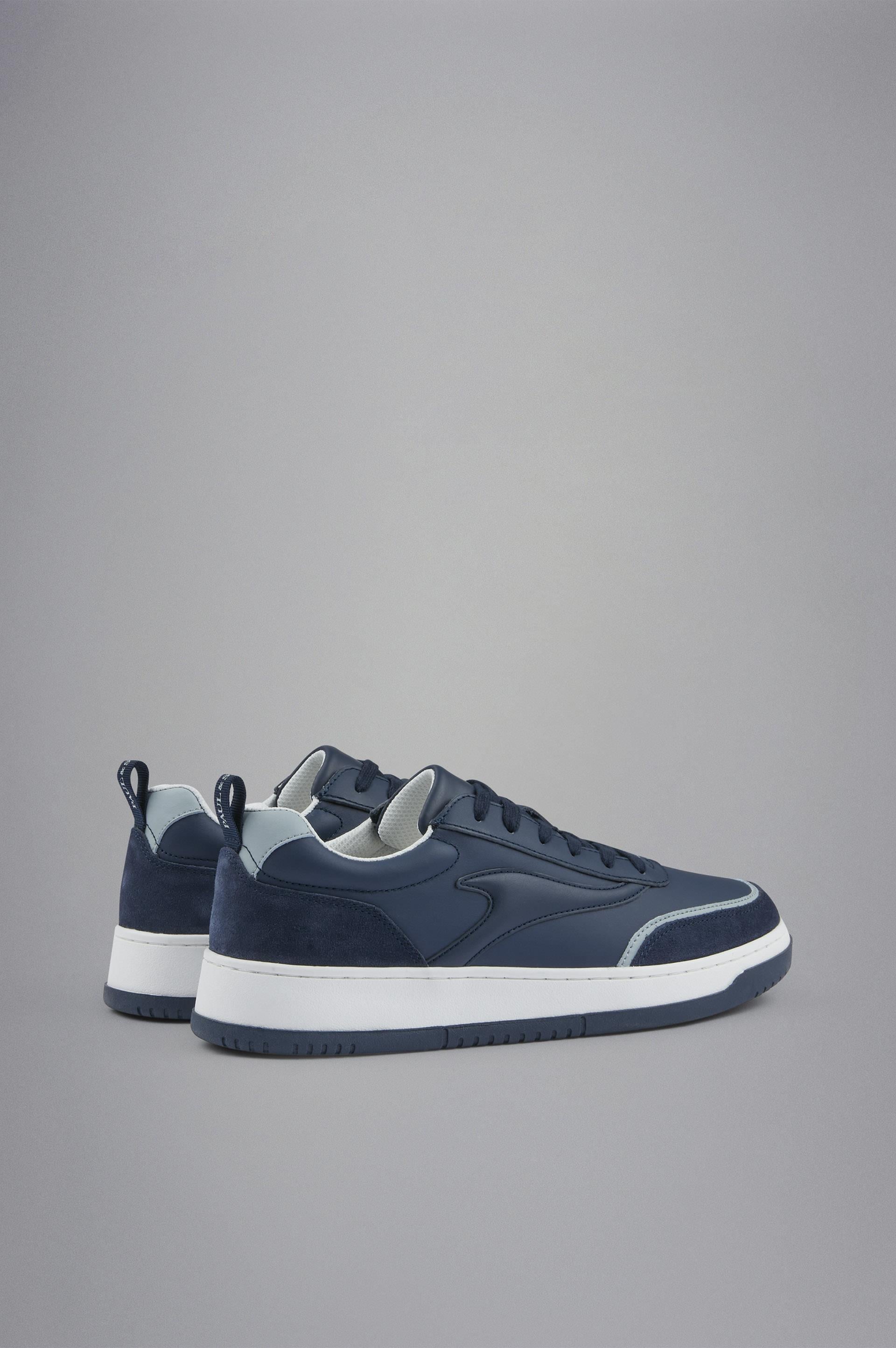 Paul Shark Paul Shark Erkek Hakiki Deri Rahat Taban Süet Detaylı Mavi Sneaker 14318003-050