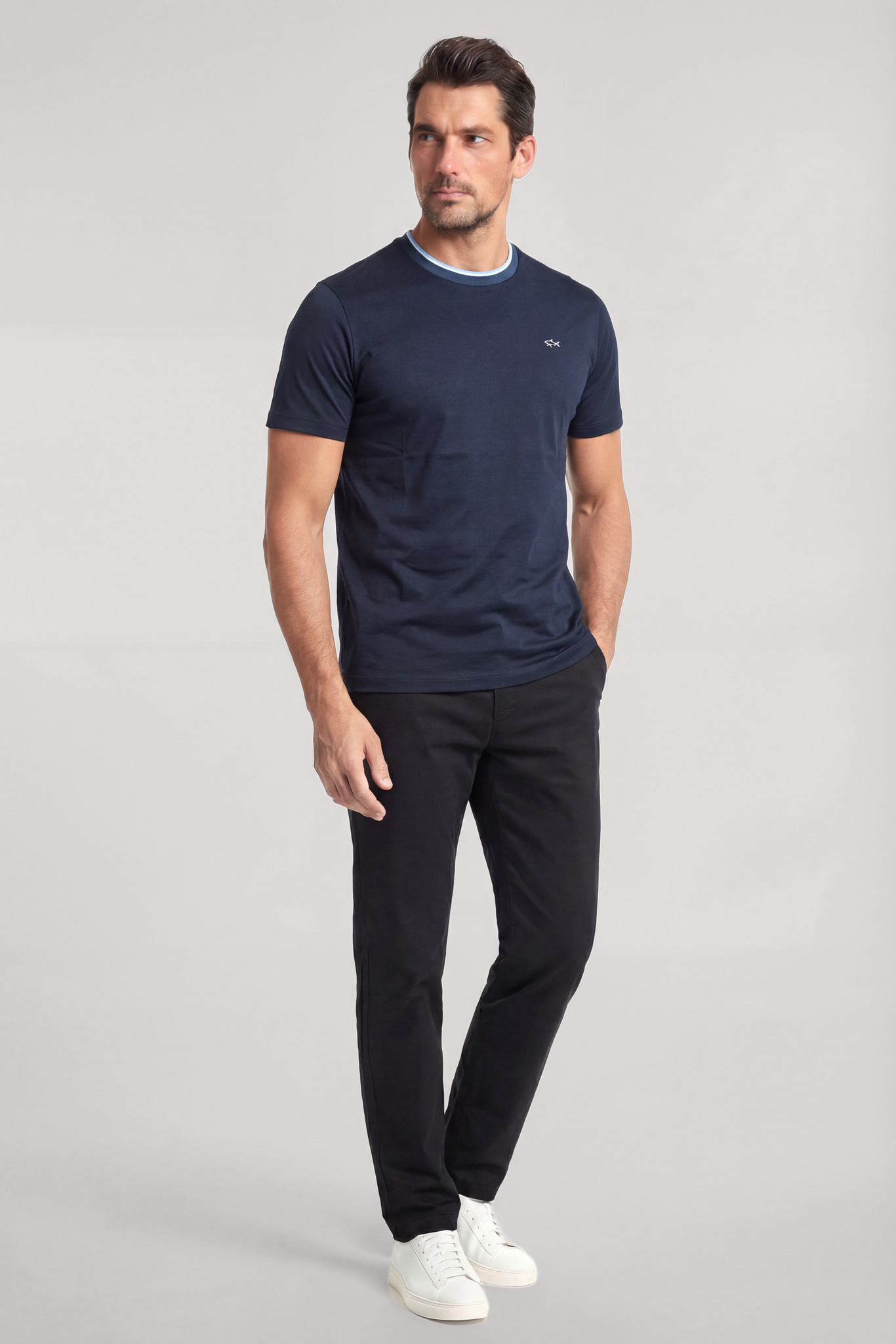 Paul Shark Paul Shark Erkek Kısa Kol Bisiklet Yaka Rahat Kesim Mavi T-Shirt 26411011SM-013