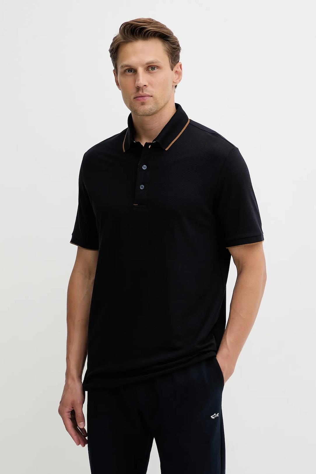 Paul Shark Paul Shark Erkek Kısa Kol Polo Yaka Pamuklu Düğme Kapama Lacivert Polo Yaka T-Shirt 15311716-050