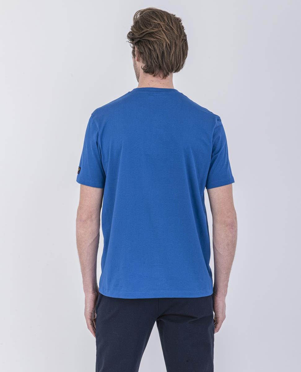 Paul Shark Paul Shark Erkek Logo Baskılı Bisiklet Yaka Normal Kesim Mavi T-Shirt 22411044-051