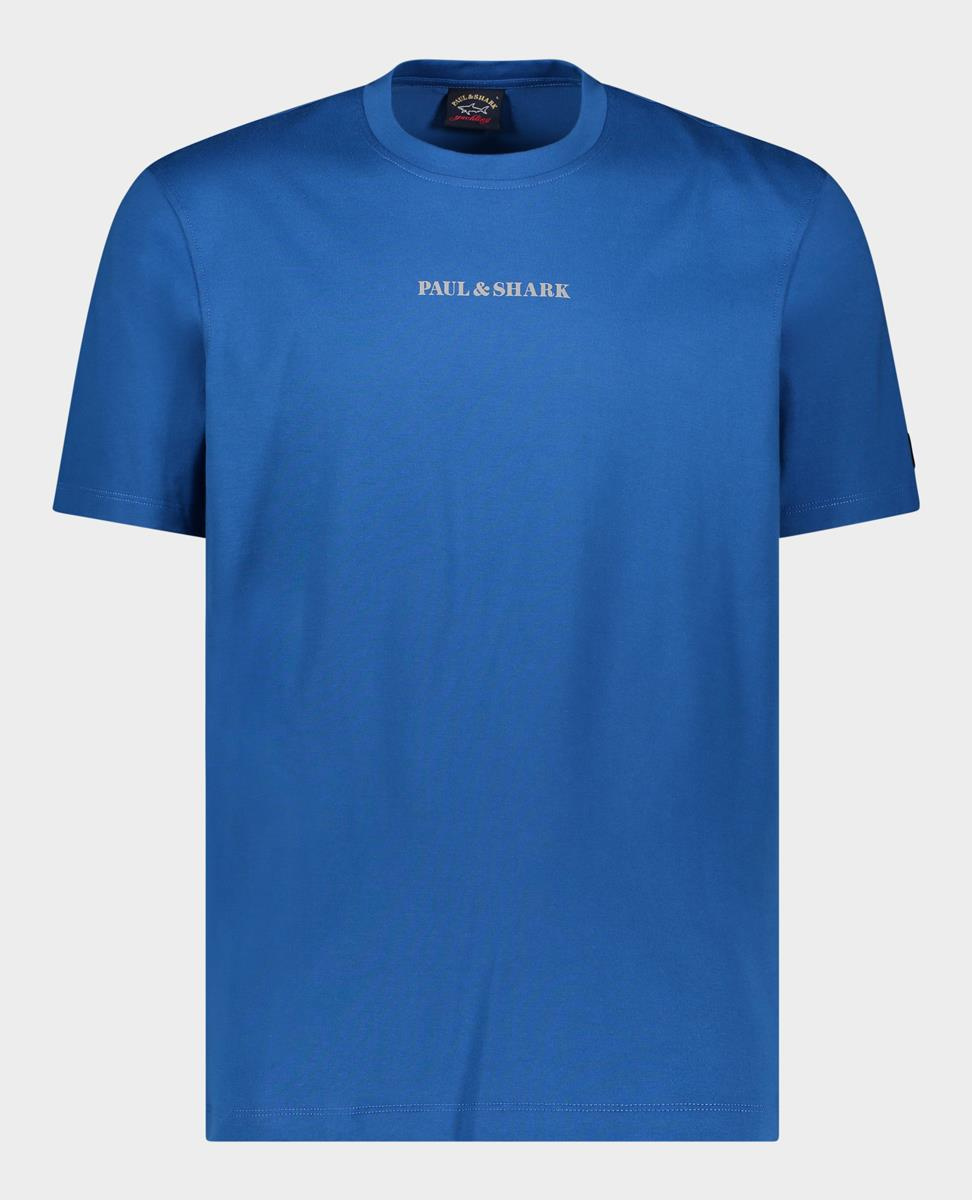 Paul Shark Paul Shark Erkek Logo Baskılı Bisiklet Yaka Normal Kesim Mavi T-Shirt 22411044-051