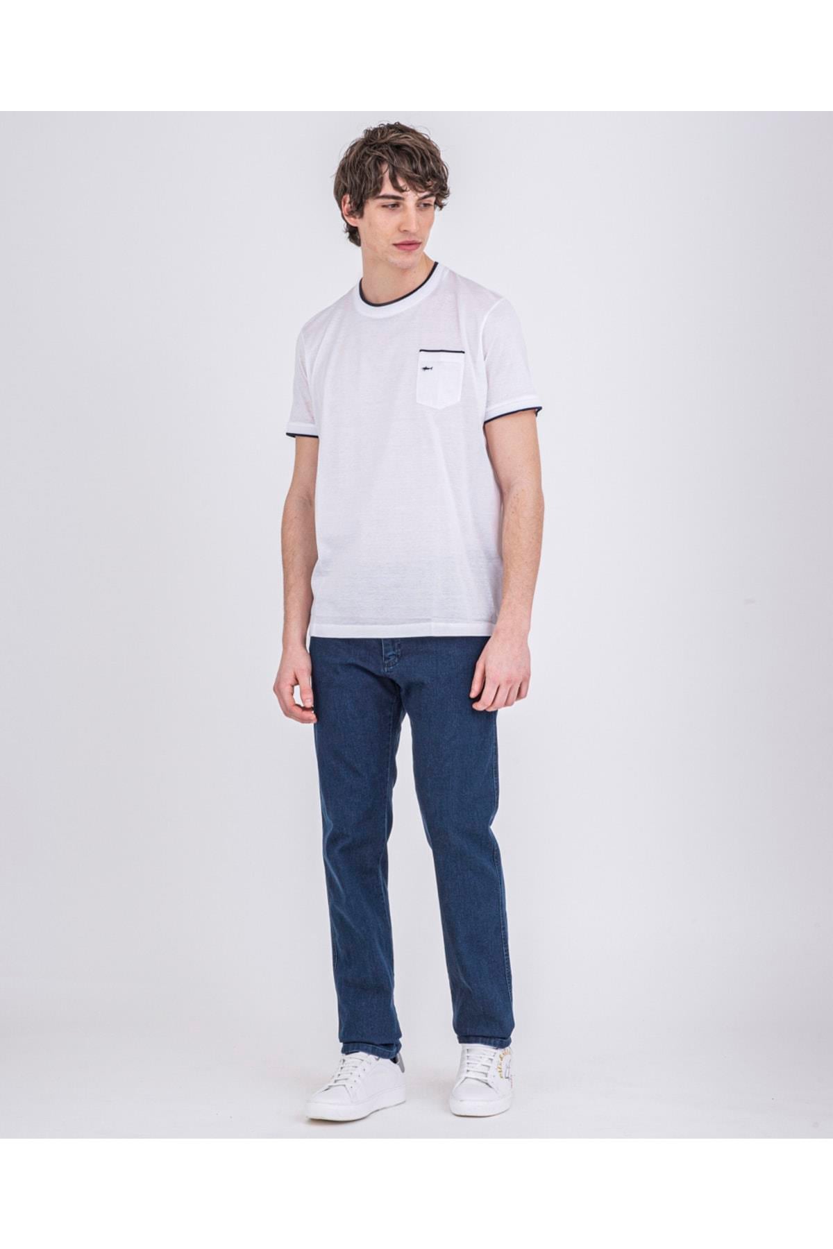 Paul Shark Paul Shark Erkek Logo Baskılı Bisiklet Yaka Normal Kesim Beyaz T-Shirt 22411070-010