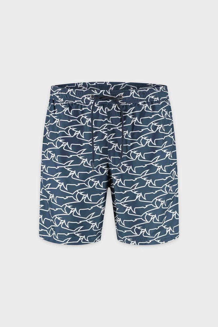 Paul Shark Paul Shark Erkek Logo Desenli Çabuk Kuruyan Kumaş Arka Cepli Lacivert Mayo 26415037-L17