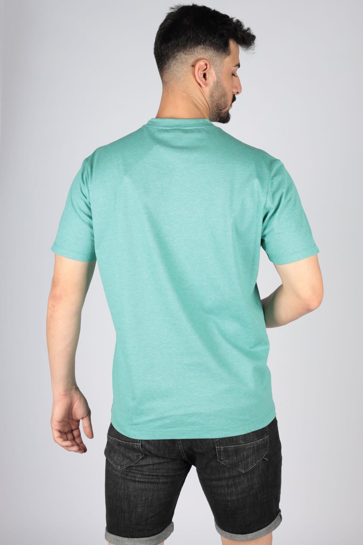 Paul Shark Paul Shark Erkek Logolu Basic Regular Fit Kısa Kollu Turkuaz T-Shirt 23411065-172