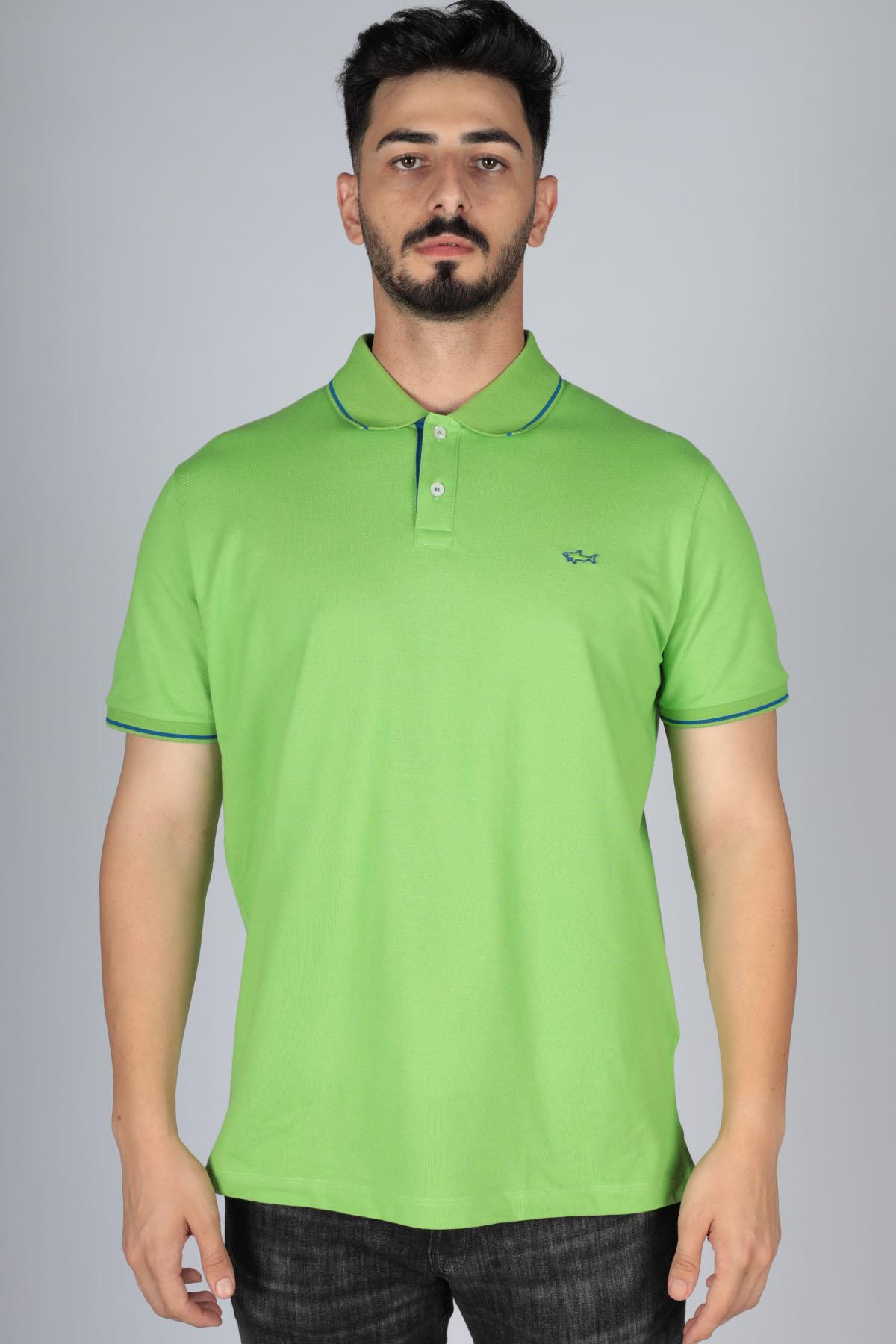 Paul Shark Paul Shark Erkek Logolu Basic Regular Fit Kısa Kollu Yeşil Polo Yaka T-Shirt 22411254-197