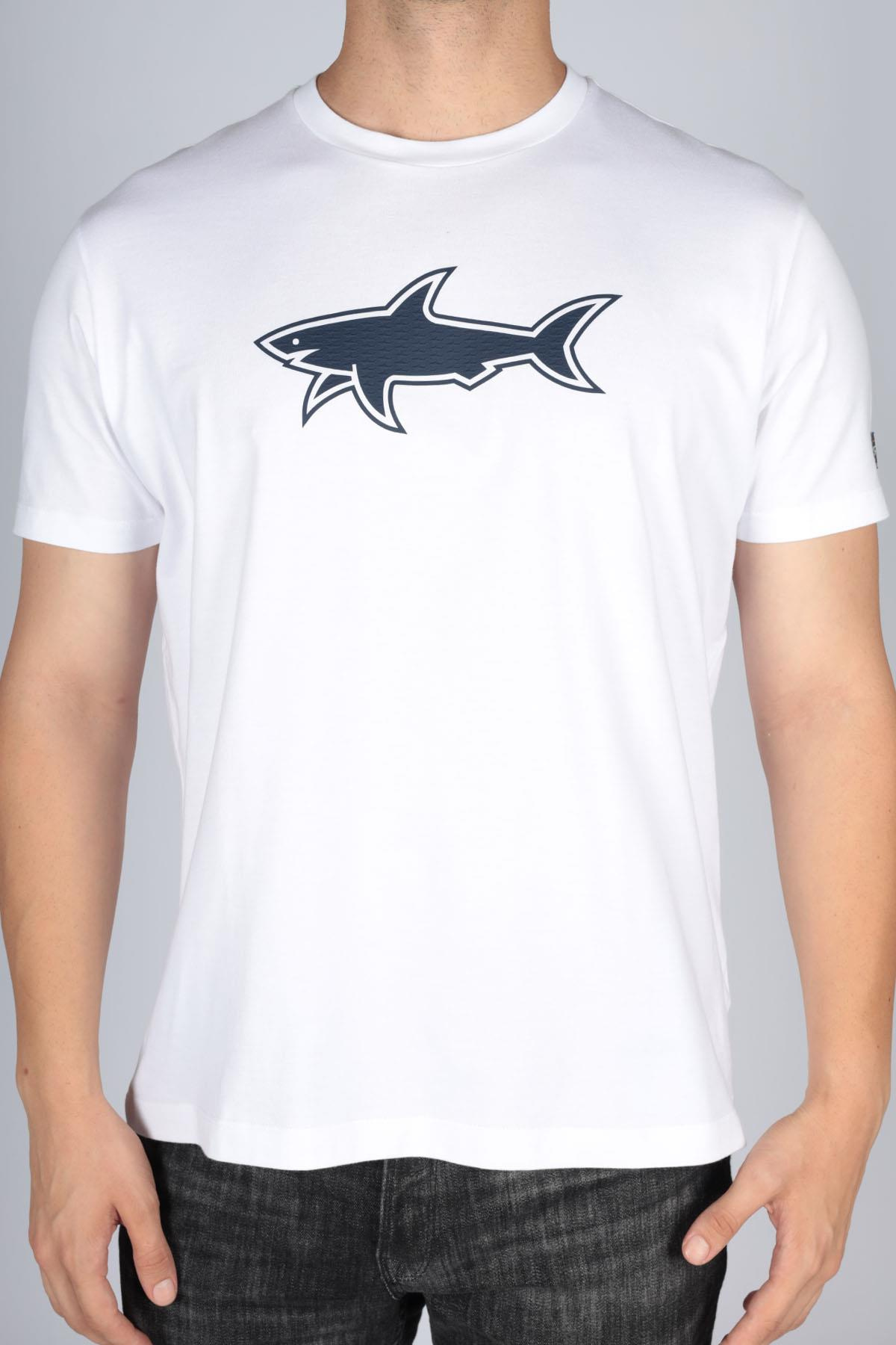 Paul Shark Paul Shark Erkek Logolu Basic Regular Fit Kısa Kollu Beyaz T-Shirt 23411072-010