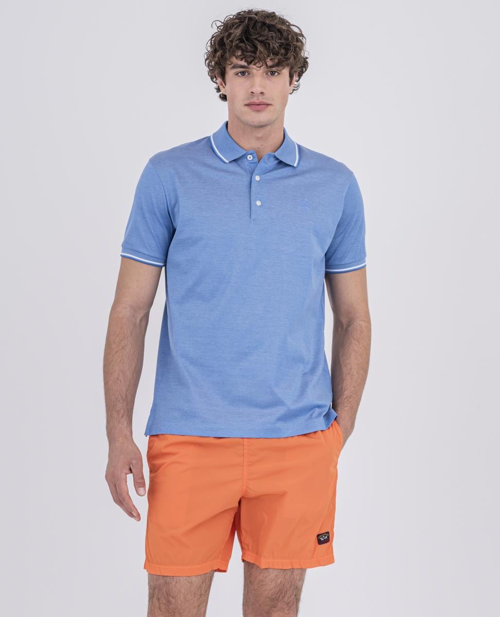 Paul Shark Paul Shark Erkek Logolu Basic Regular Fit Kısa Kollu Mavi Polo Yaka T-Shirt 11311707-209