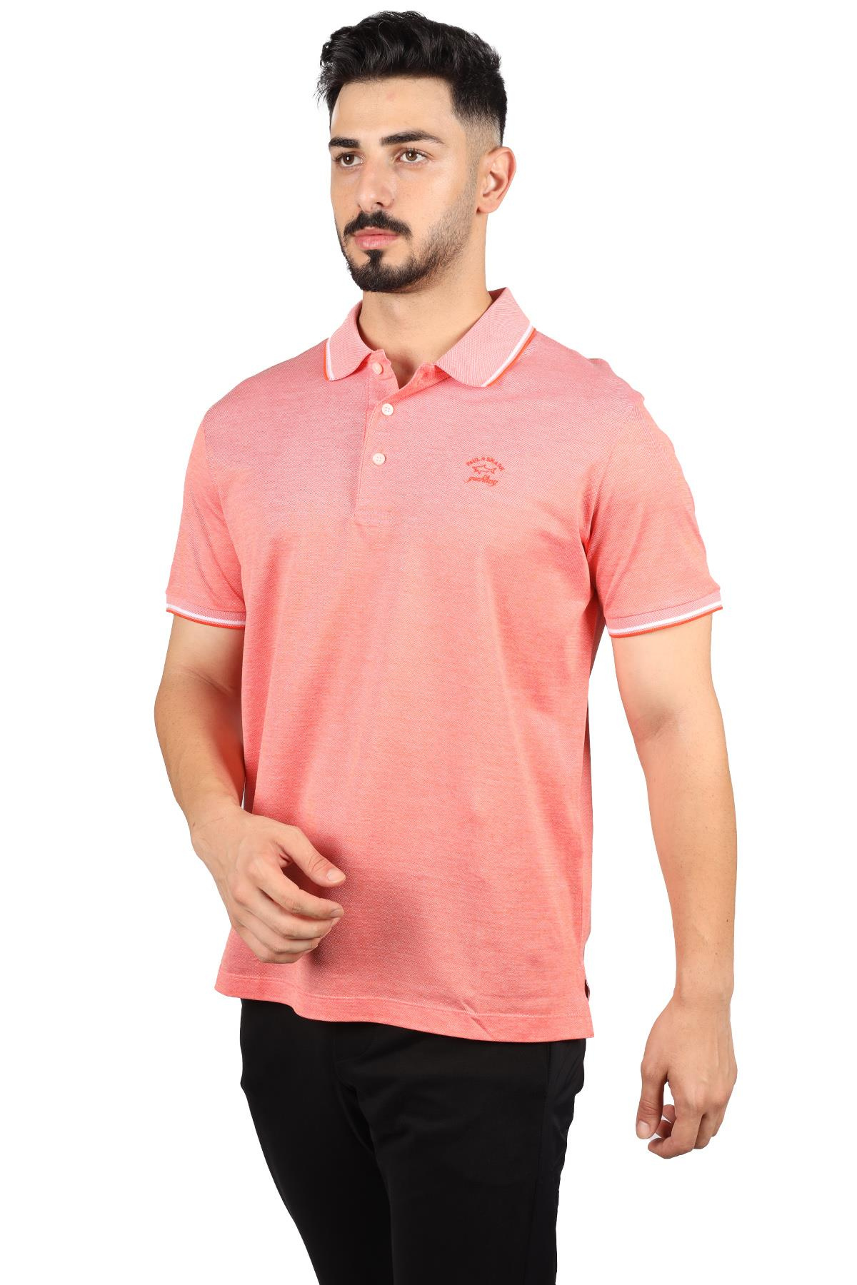 Paul Shark Paul Shark Erkek Logolu Basic Regular Fit Kısa Kollu Kırmızı Polo Yaka T-Shirt 11311707-145