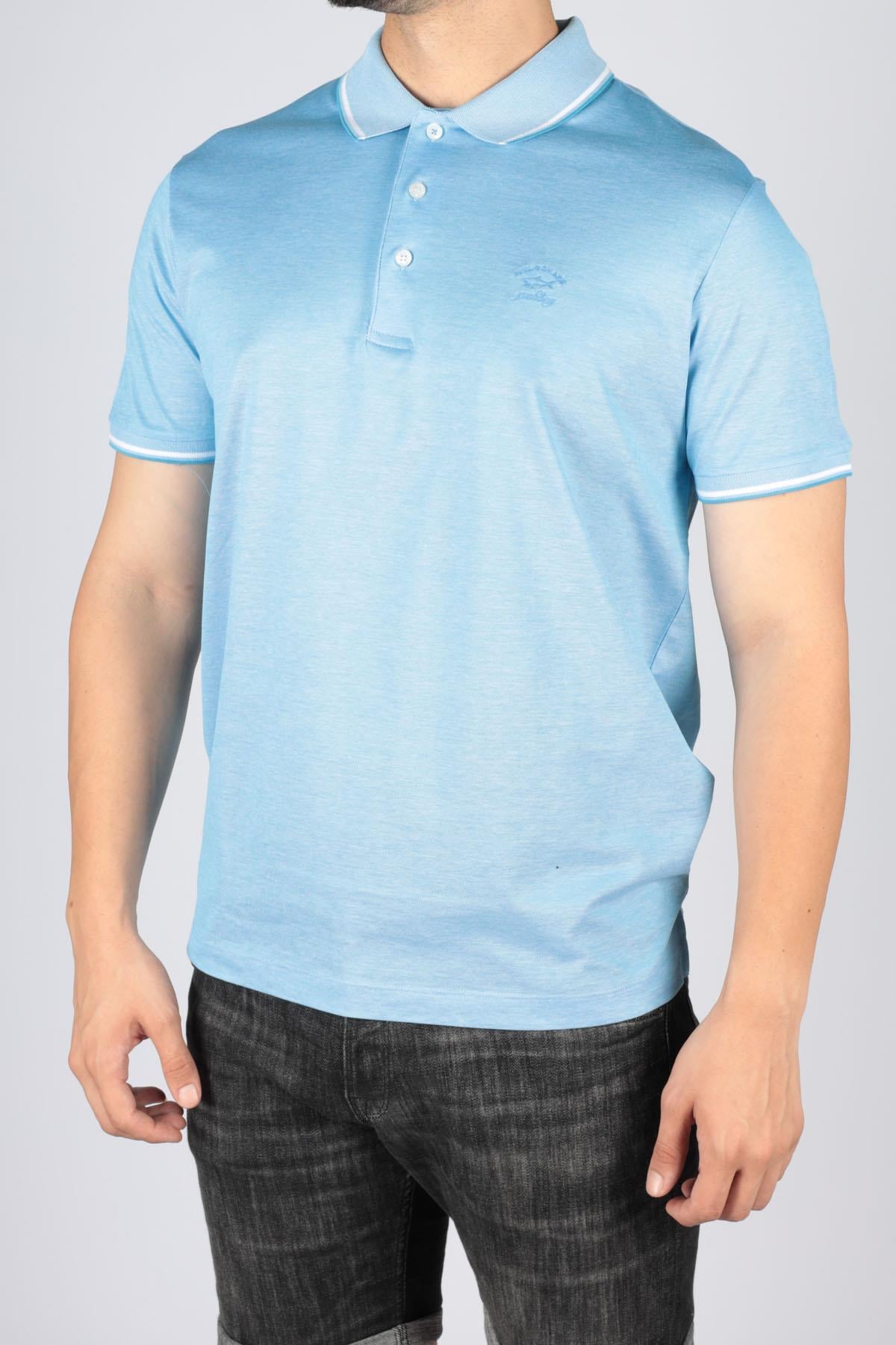Paul Shark Paul Shark Erkek Logolu Basic Regular Fit Kısa Kollu Mavi1 Polo Yaka T-Shirt 11311707-200