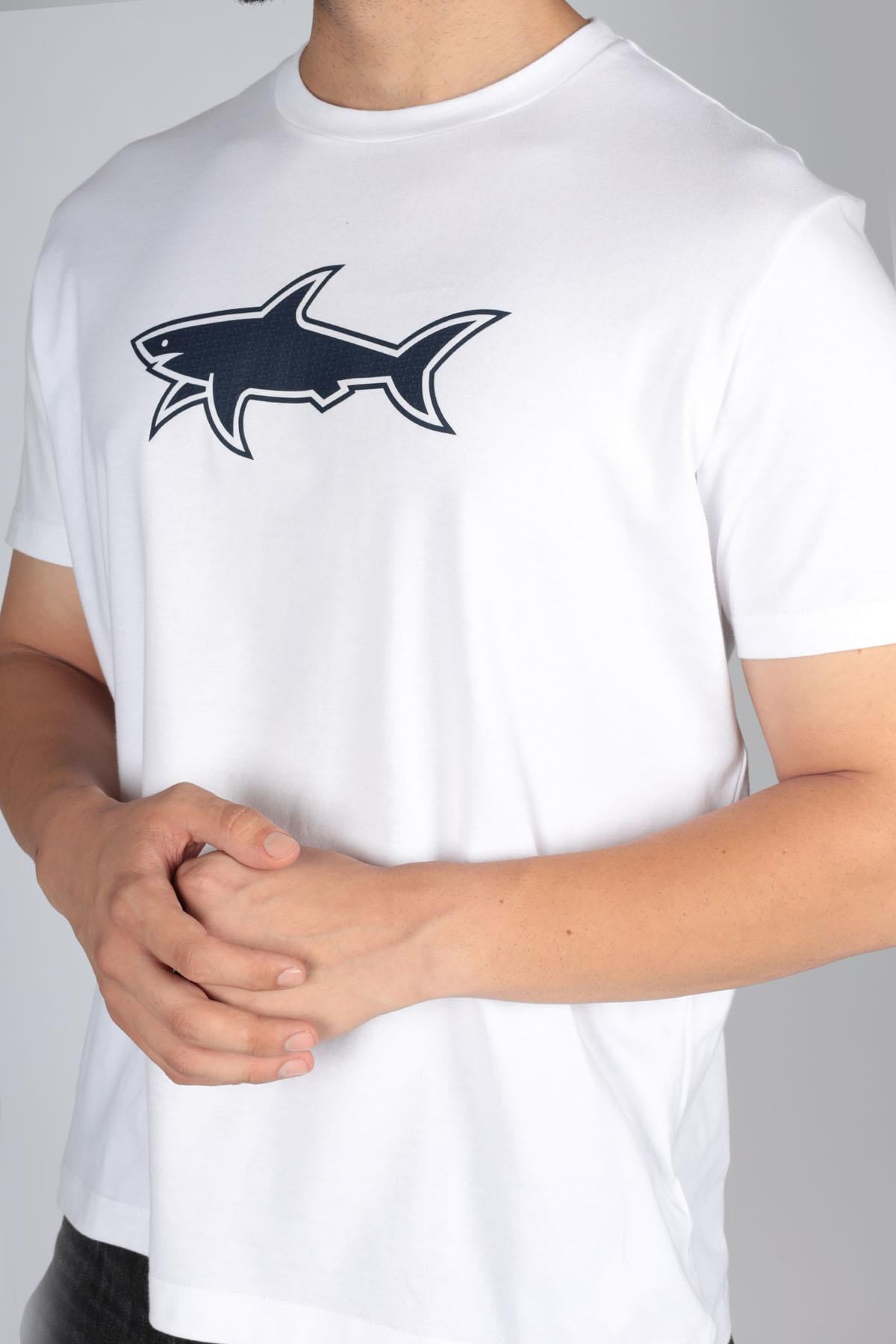 Paul Shark Paul Shark Erkek Logolu Basic Regular Fit Kısa Kollu Beyaz T-Shirt 23411072-010